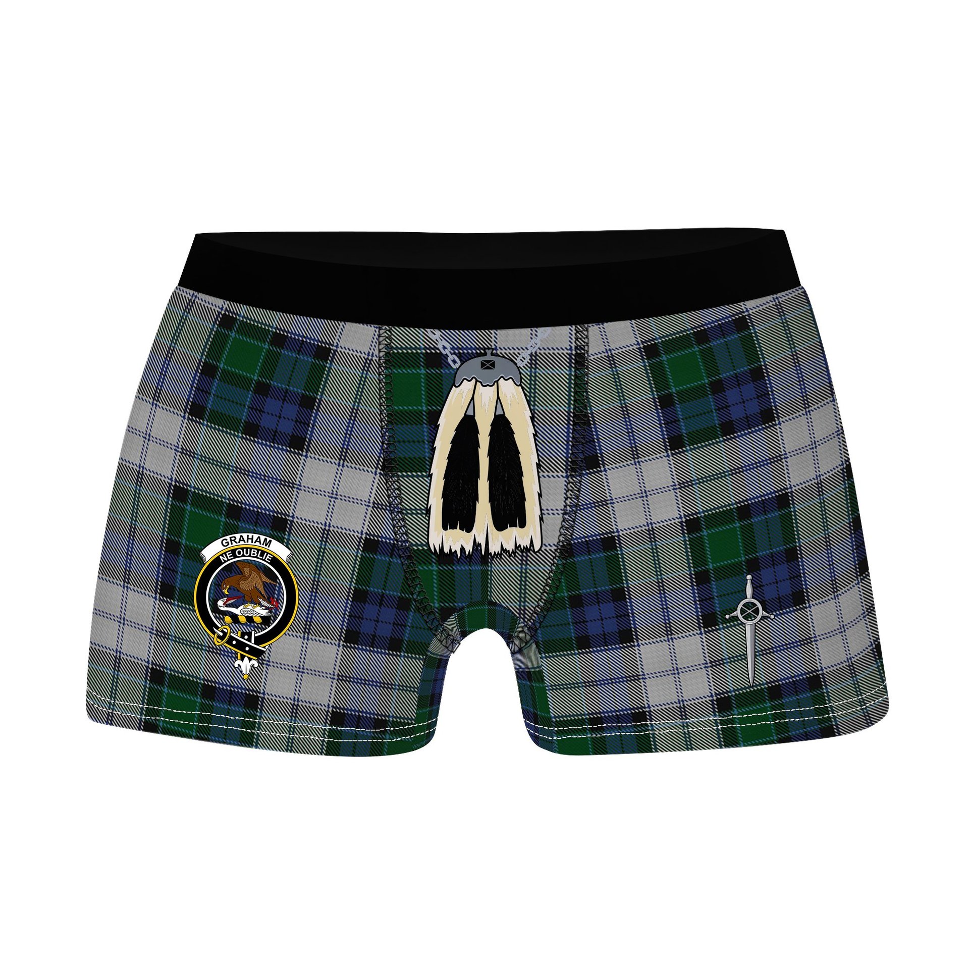ScotsTee Shop Scottish Graham Dress Clan Crest Highland Kilt Sporran Tartan Boxer Briefs