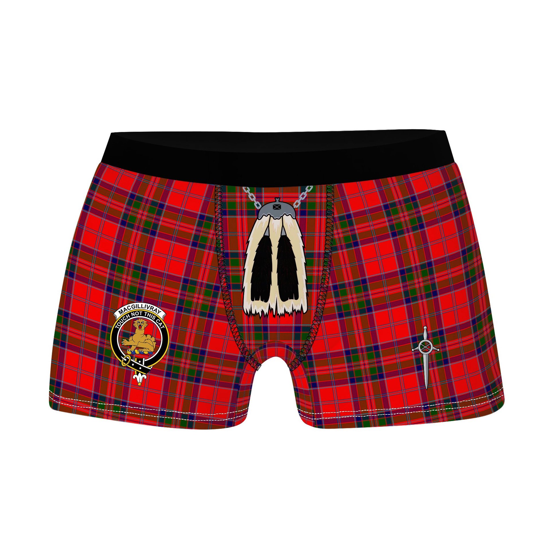 ScotsTee Shop Scottish MacGillivray Modern Clan Crest Highland Kilt Sporran Tartan Boxer Briefs