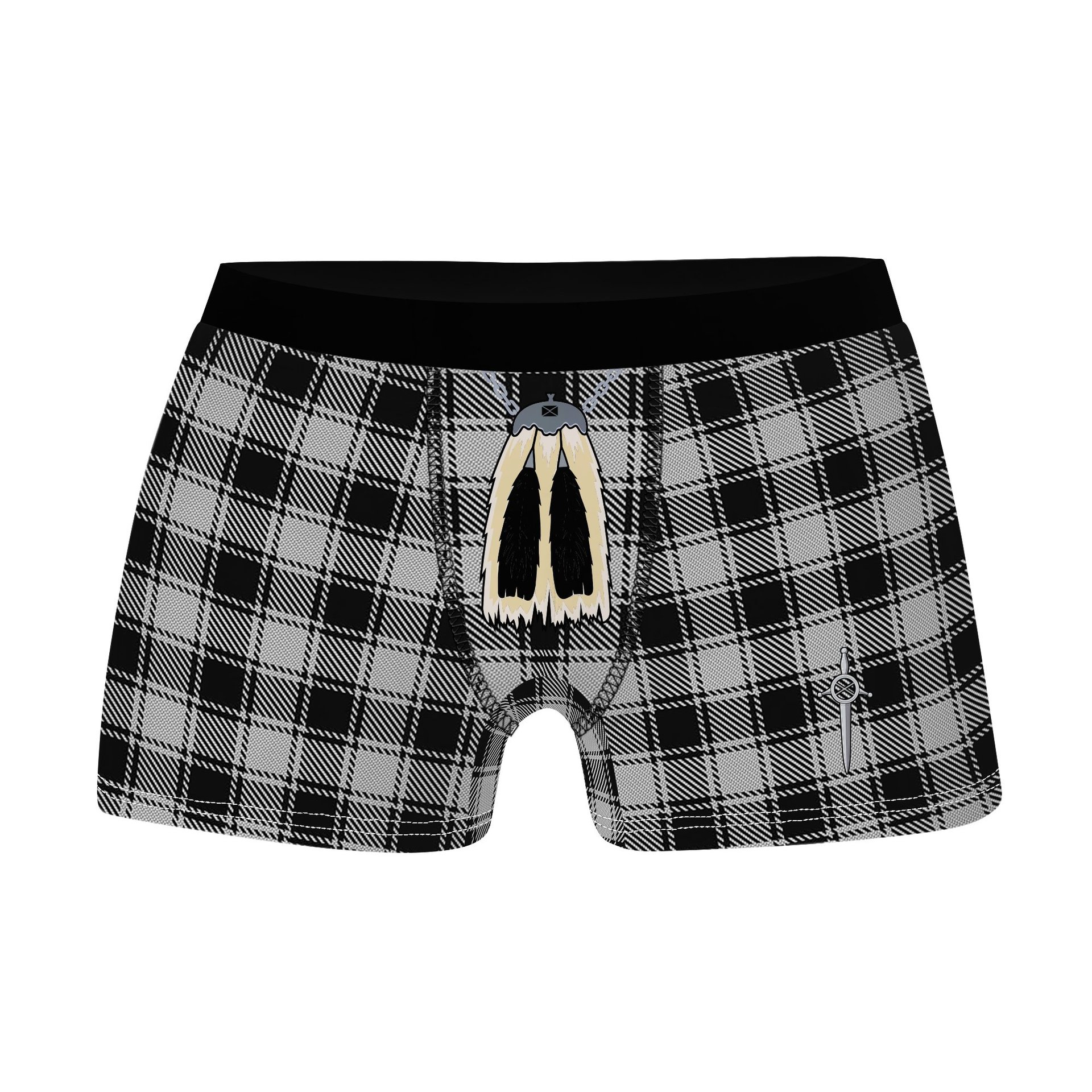 ScotsTee Shop Scottish MacPhee Black and White Clan Highland Kilt Sporran Tartan Boxer Briefs