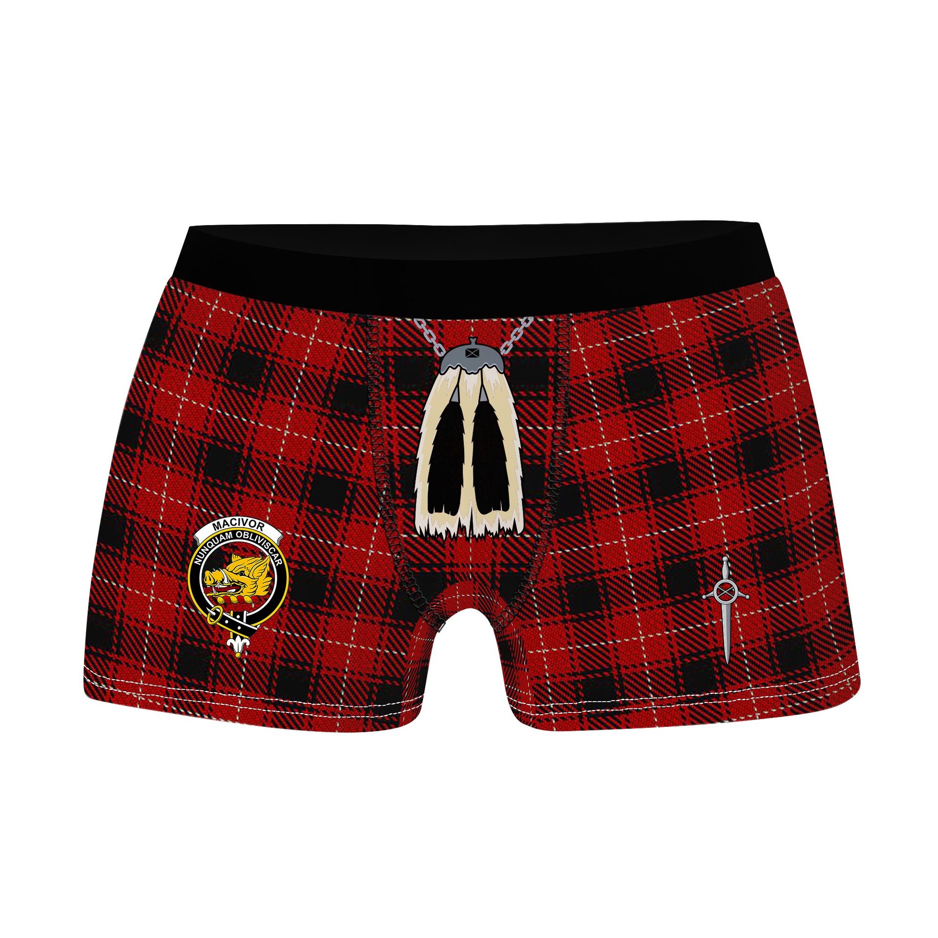 ScotsTee Shop Scottish MacIvor Clan Crest Highland Kilt Sporran Tartan Boxer Briefs