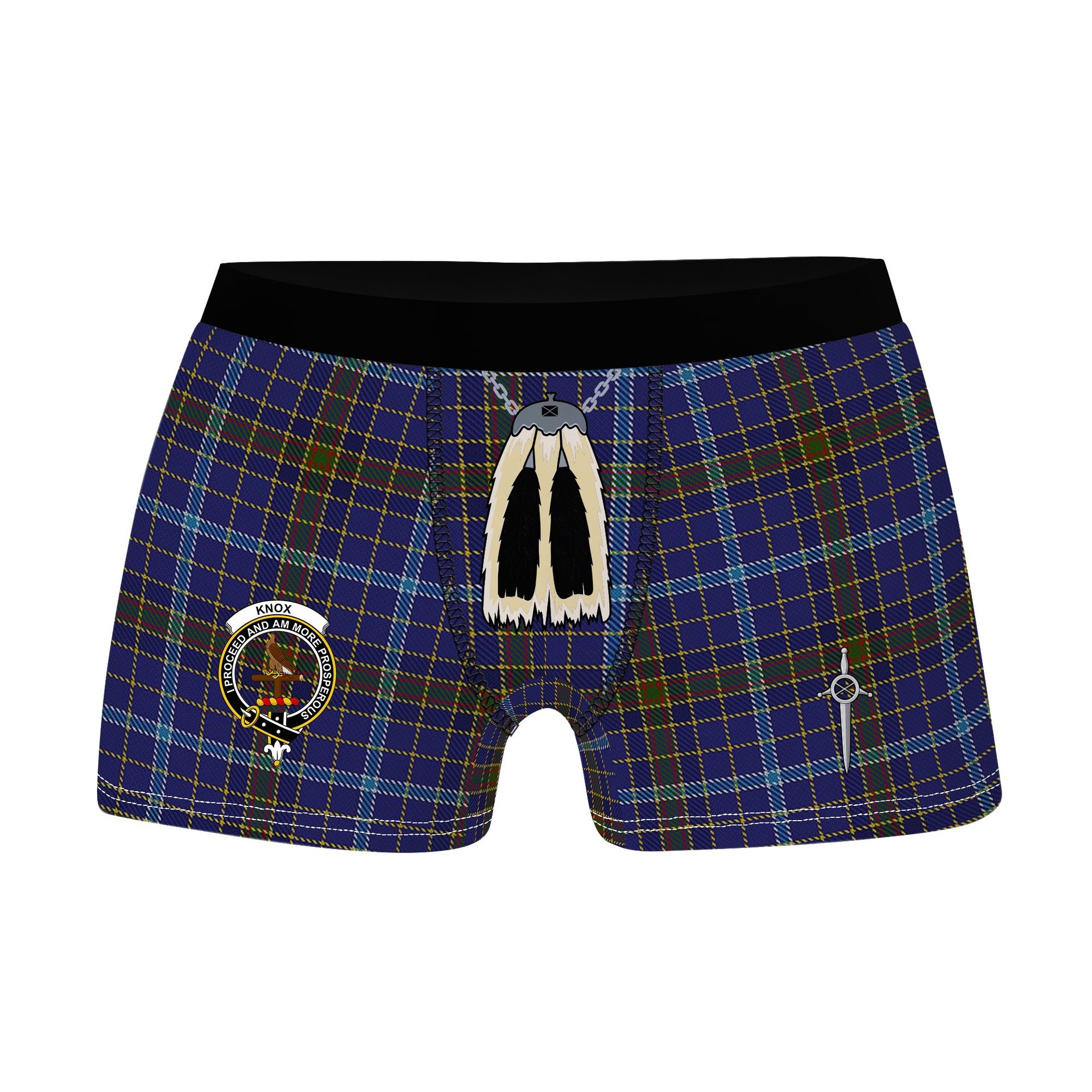 ScotsTee Shop Scottish Knox 2 Clan Crest Highland Kilt Sporran Tartan Boxer Briefs