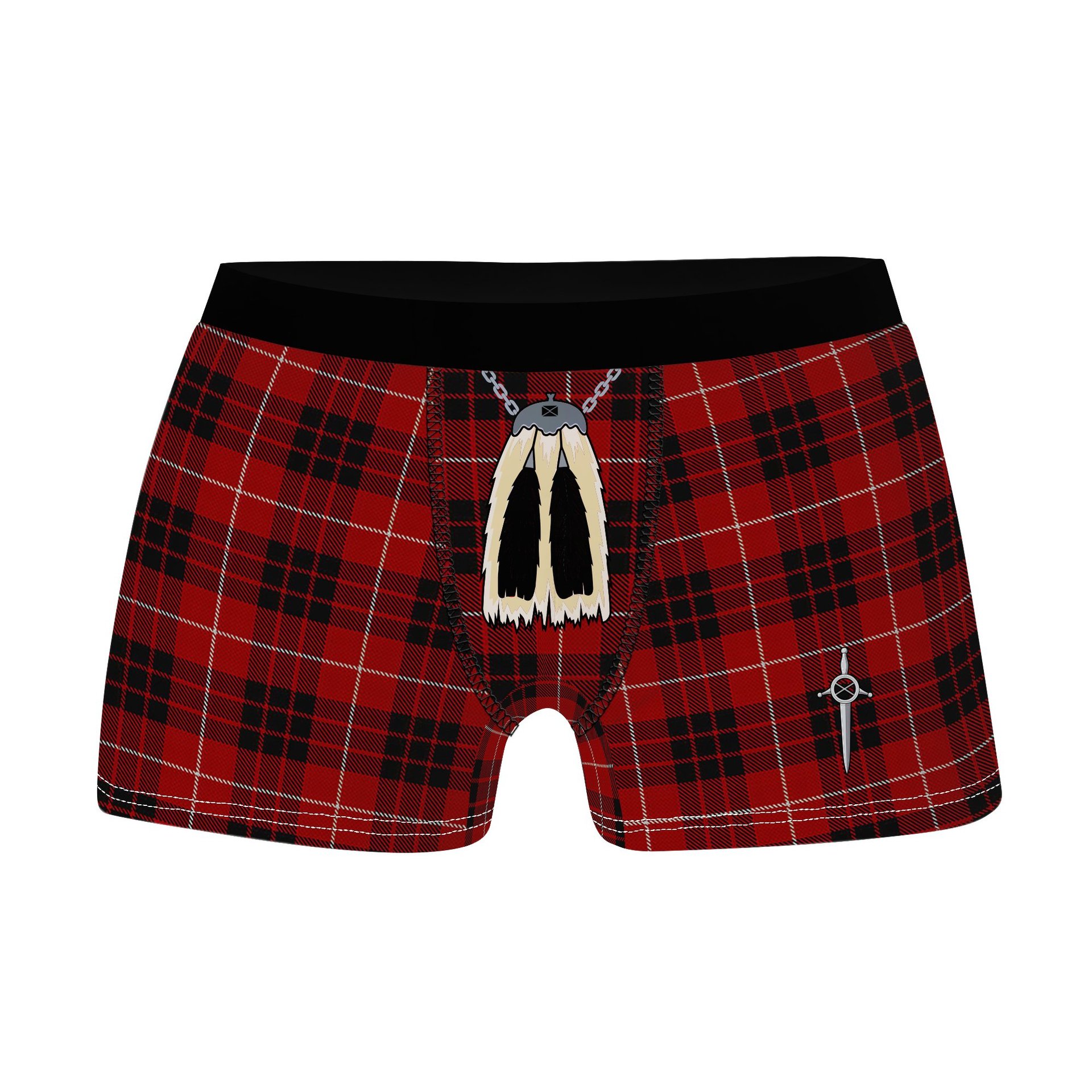 ScotsTee Shop Scottish Munro Black and Red Clan Highland Kilt Sporran Tartan Boxer Briefs