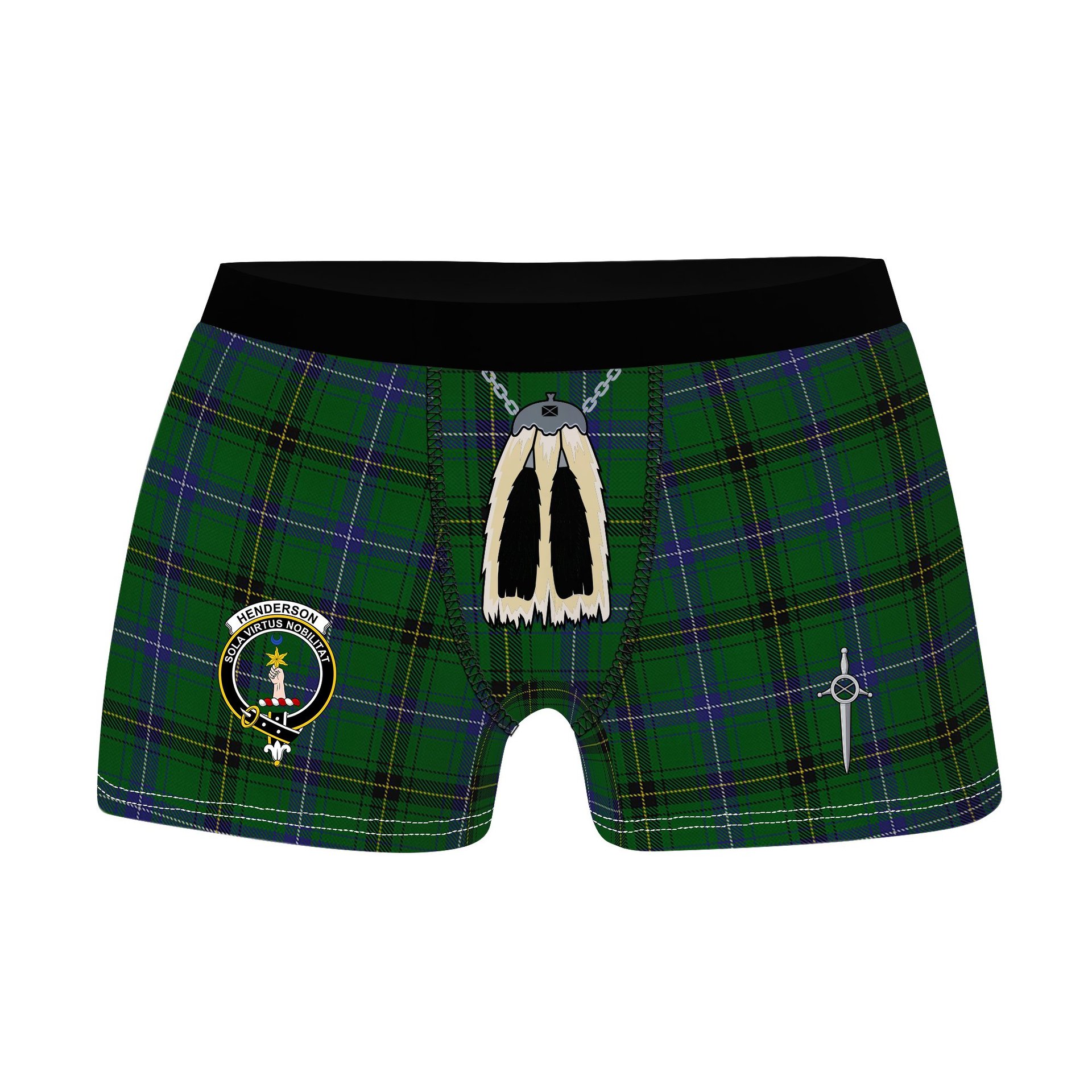 ScotsTee Shop Scottish Henderson Clan Crest Highland Kilt Sporran Tartan Boxer Briefs