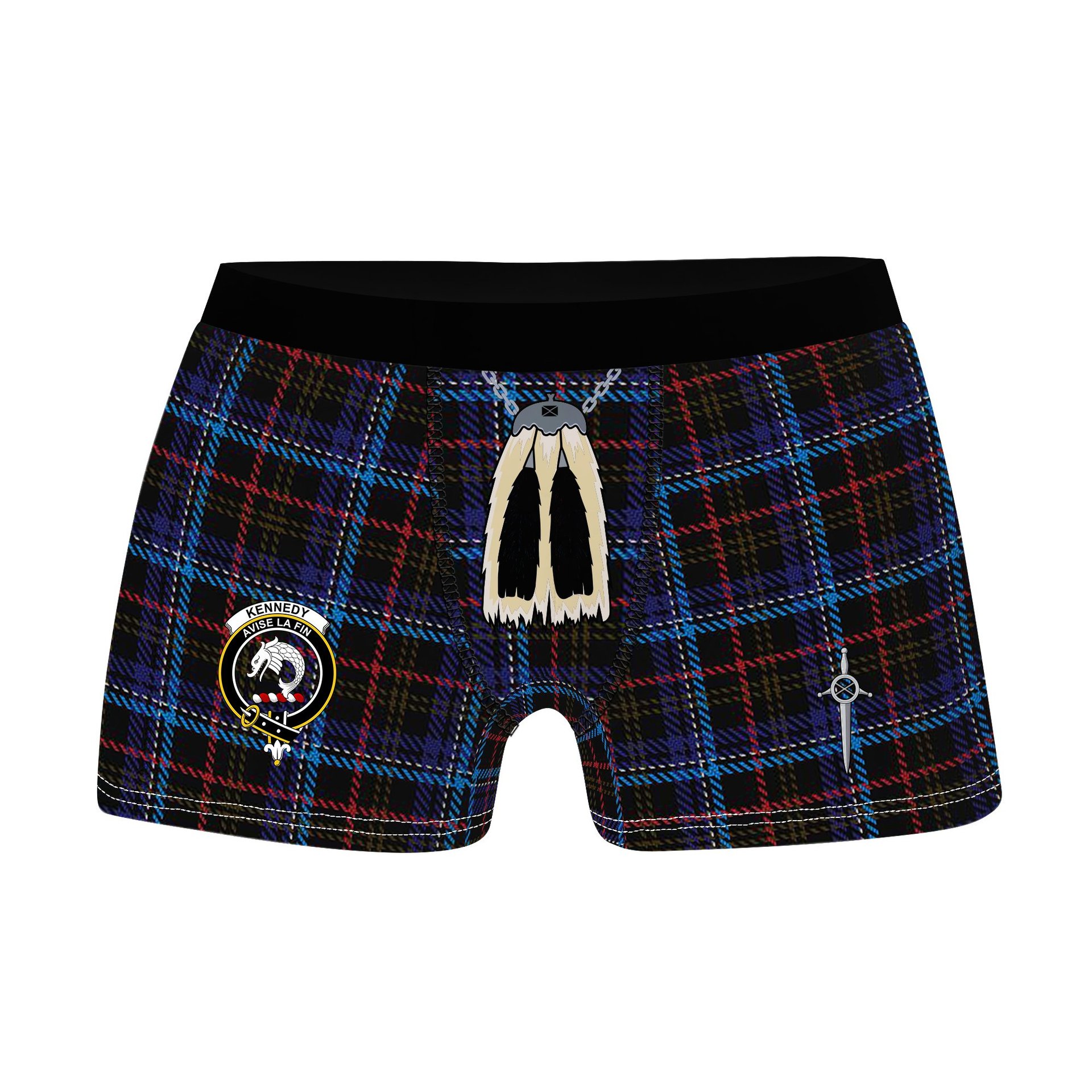 ScotsTee Shop Scottish Kennedy Irish Clan Crest Highland Kilt Sporran Tartan Boxer Briefs