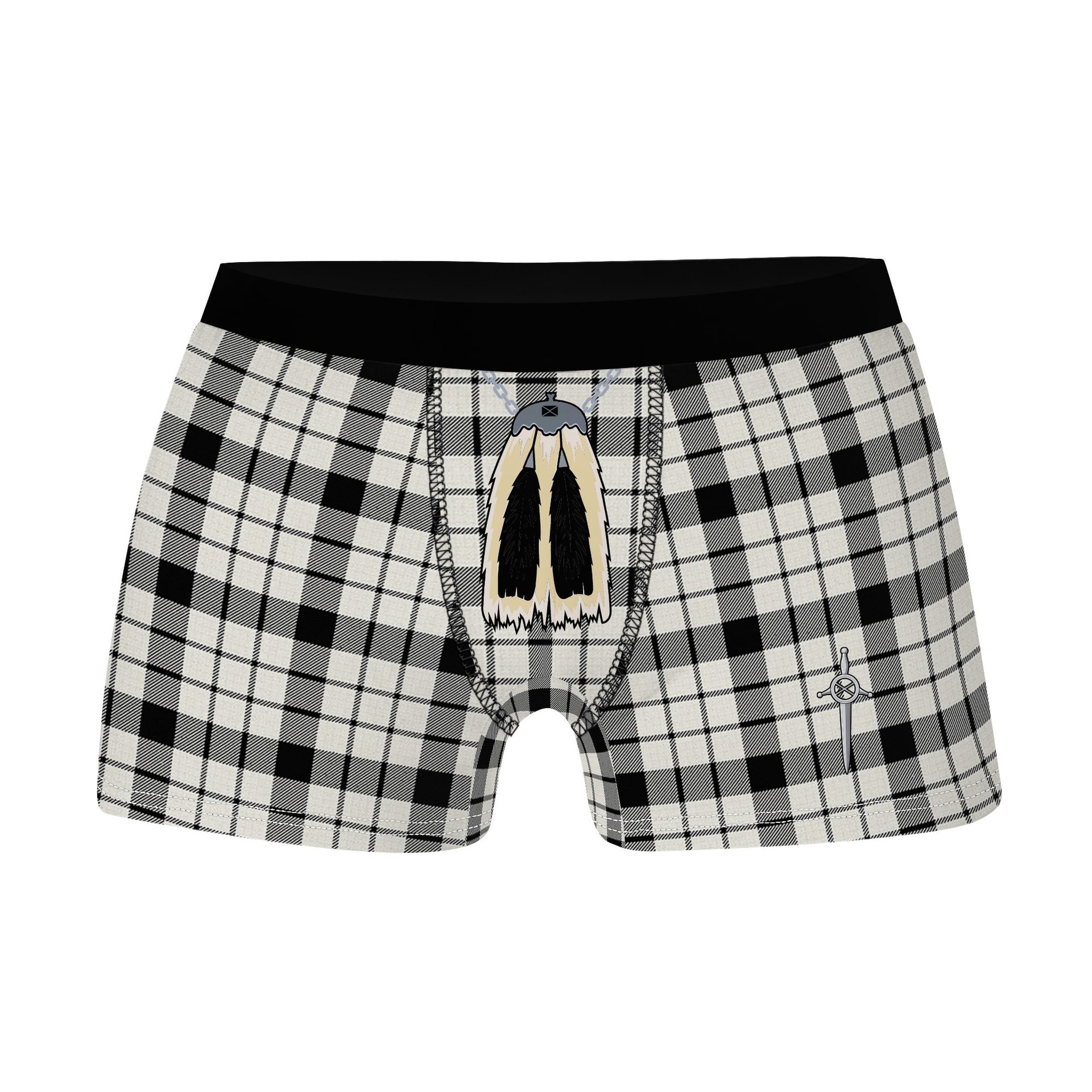 ScotsTee Shop Scottish McFarland Black White Modern Clan Highland Kilt Sporran Tartan Boxer Briefs