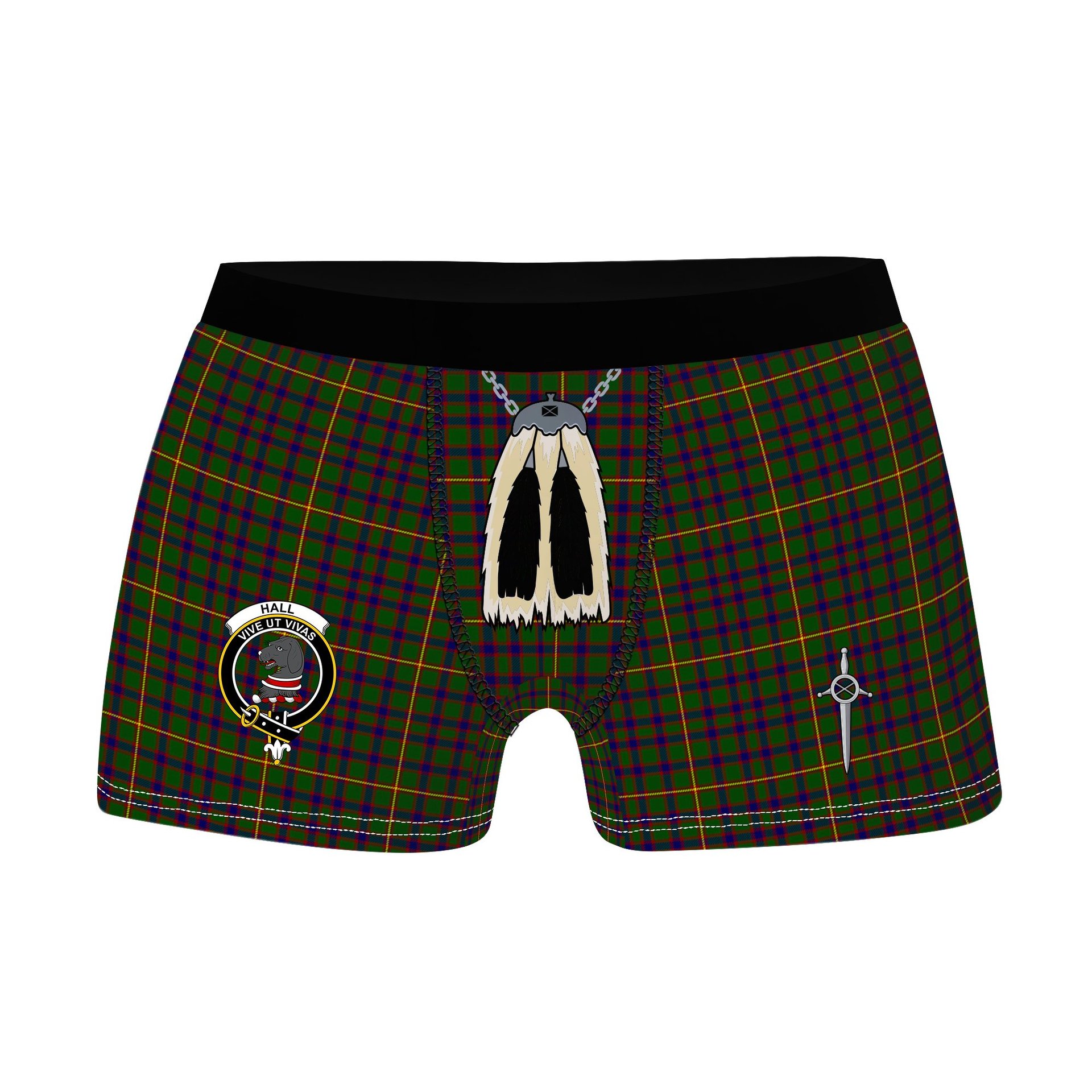 ScotsTee Shop Scottish Hall Clan Crest Highland Kilt Sporran Tartan Boxer Briefs