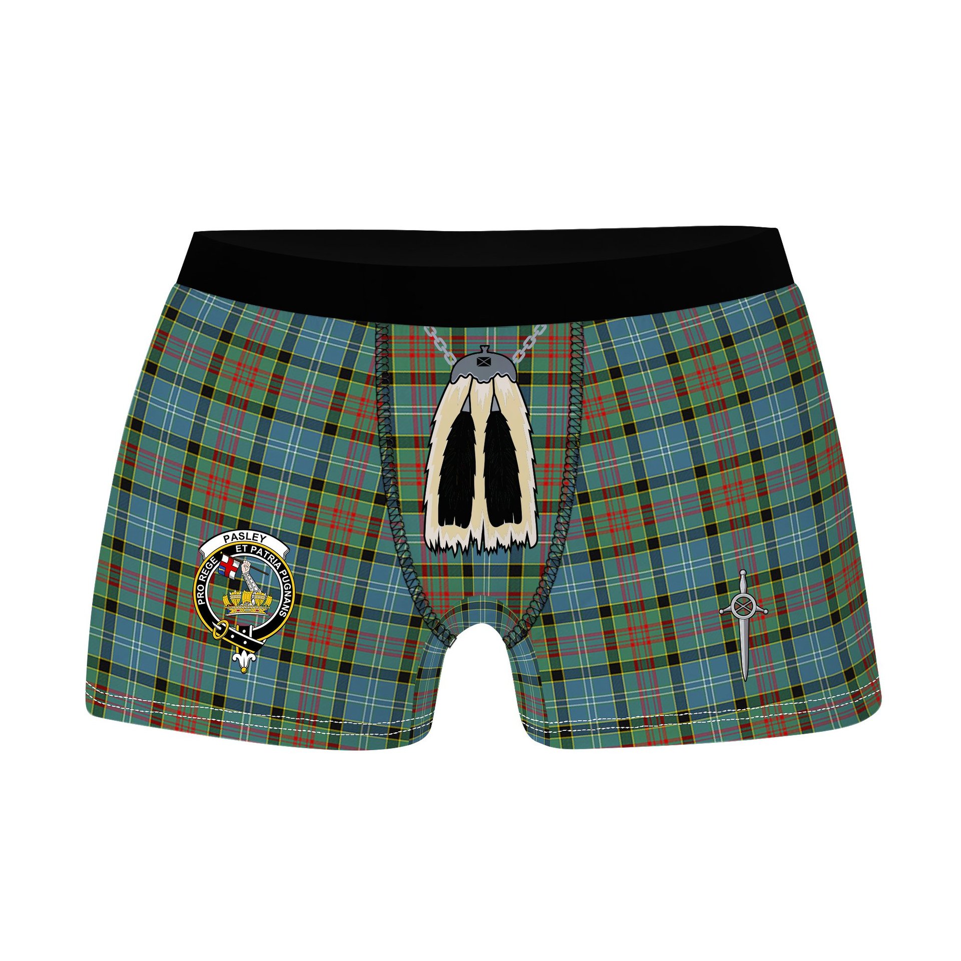 ScotsTee Shop Scottish Pasley District Clan Crest Highland Kilt Sporran Tartan Boxer Briefs