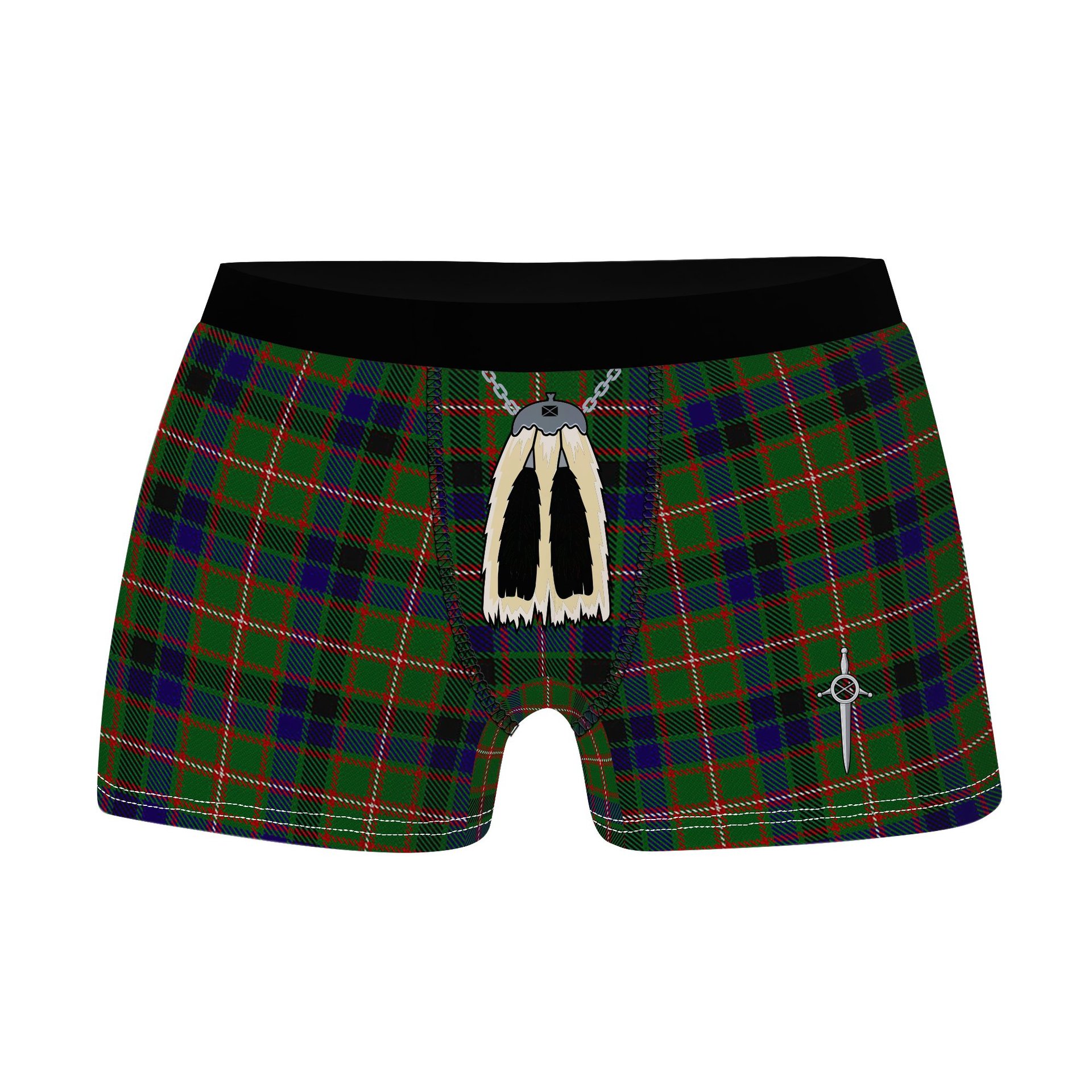 ScotsTee Shop Scottish Reid Green Clan Highland Kilt Sporran Tartan Boxer Briefs