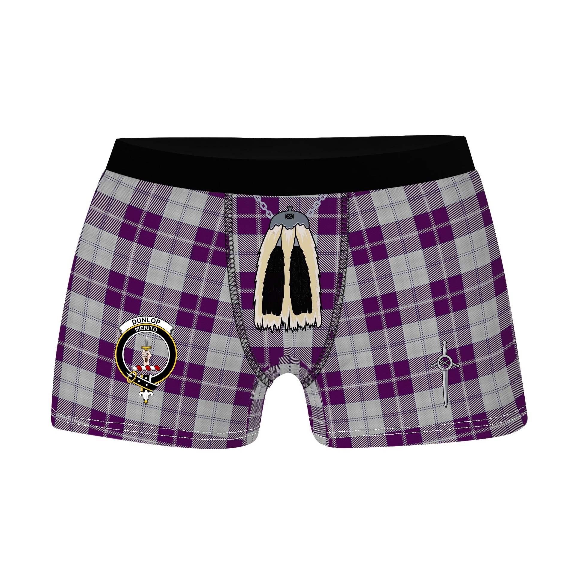ScotsTee Shop Scottish Dunlop Dress Clan Crest Highland Kilt Sporran Tartan Boxer Briefs