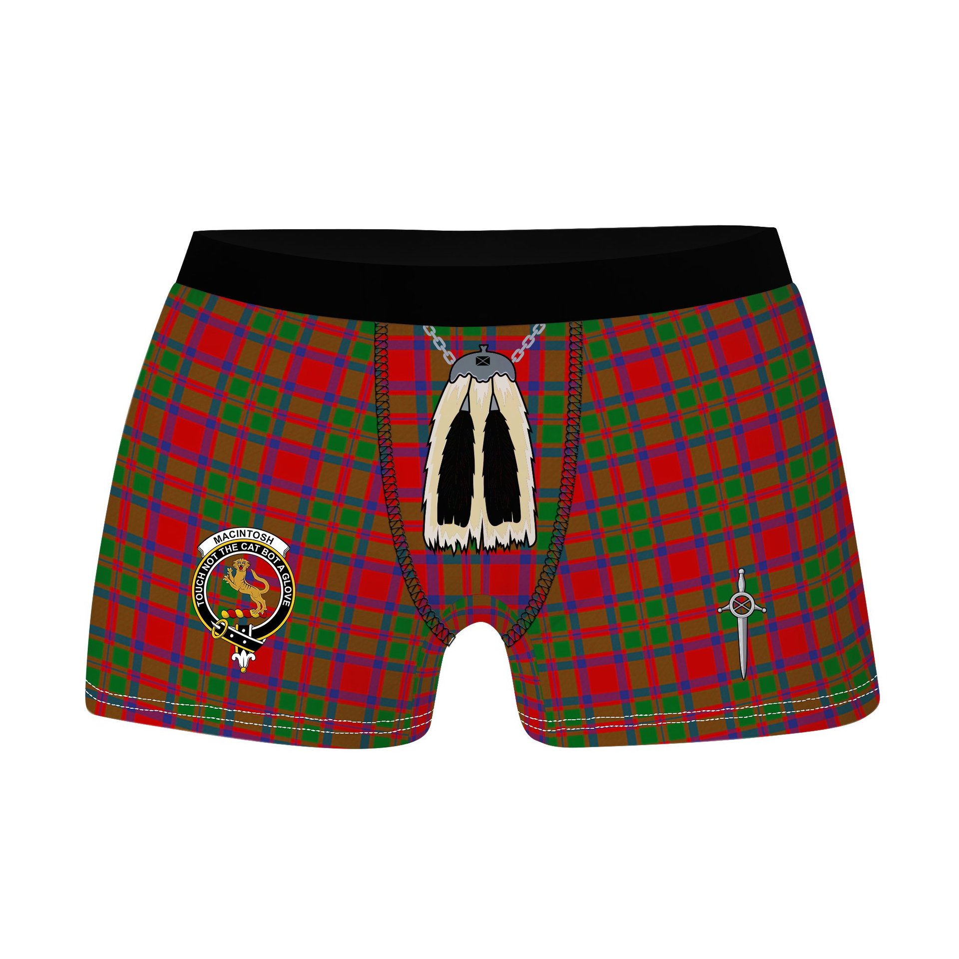 ScotsTee Shop Scottish MacIntosh Modern Clan Crest Highland Kilt Sporran Tartan Boxer Briefs