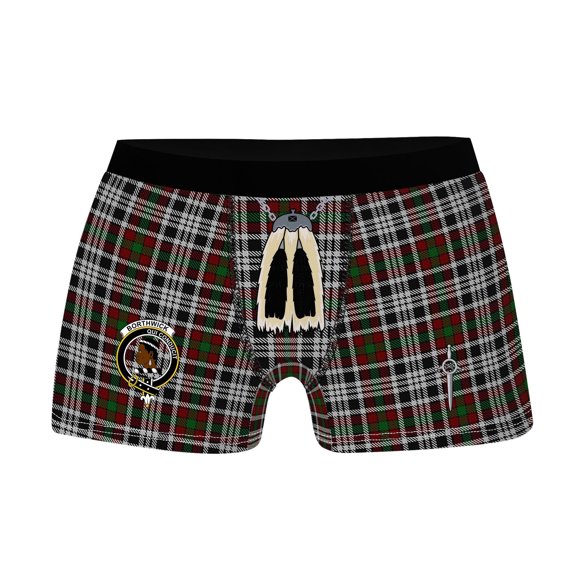ScotsTee Shop Scottish Borthwick Dress Clan Crest Highland Kilt Sporran Tartan Boxer Briefs