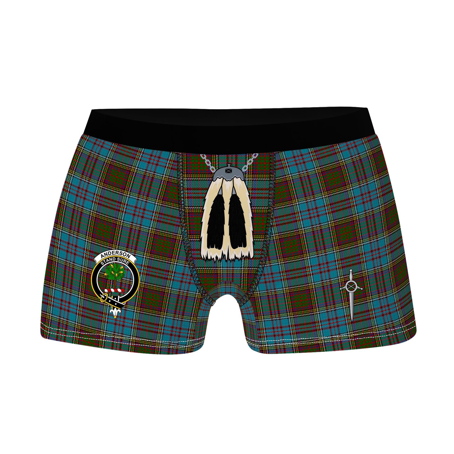 ScotsTee Shop Scottish Anderson Clan Crest Highland Kilt Sporran Tartan Boxer Briefs