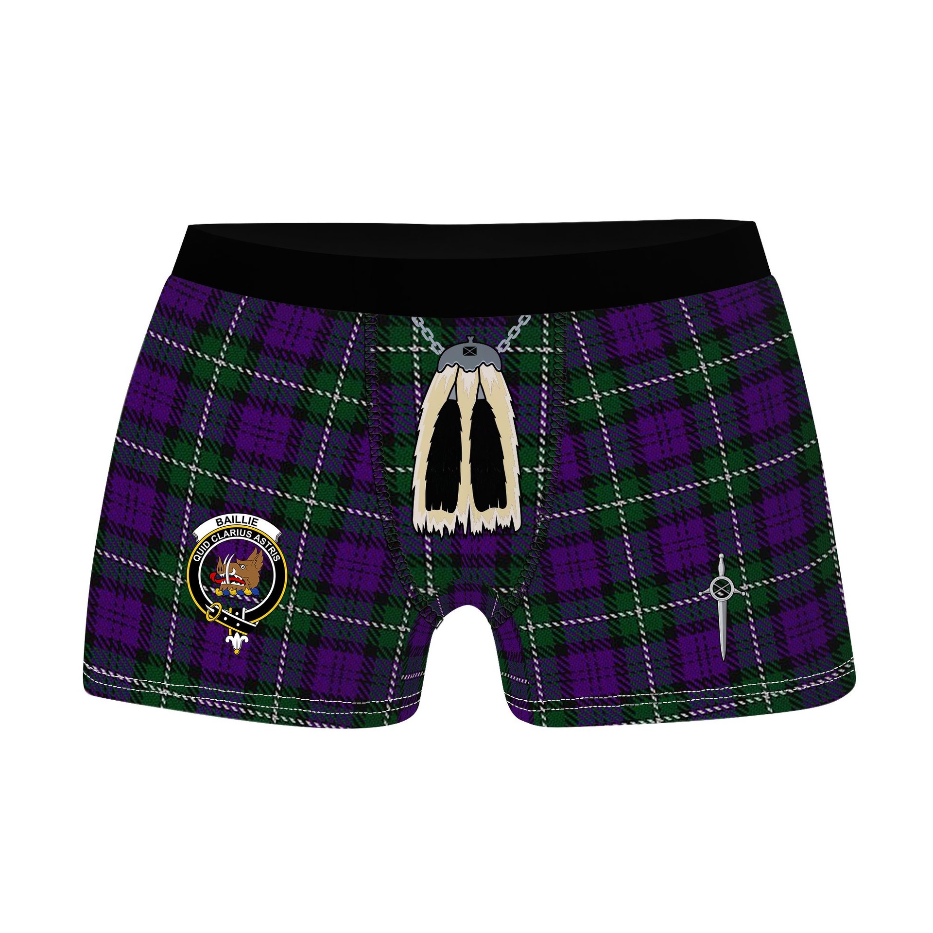 ScotsTee Shop Scottish Baillie Highland Society Clan Crest Highland Kilt Sporran Tartan Boxer Briefs