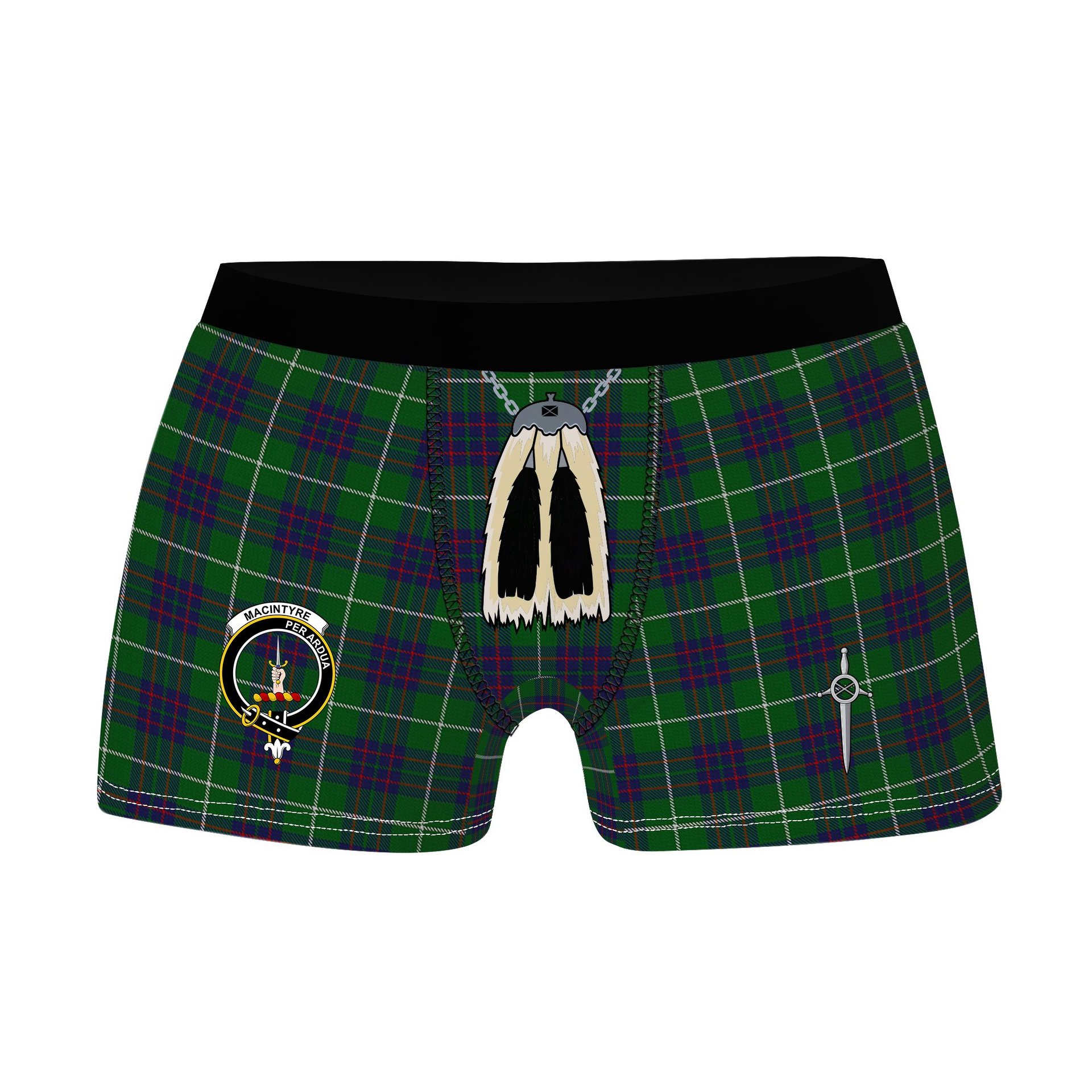 ScotsTee Shop Scottish MacIntyre Hunting Clan Crest Highland Kilt Sporran Tartan Boxer Briefs