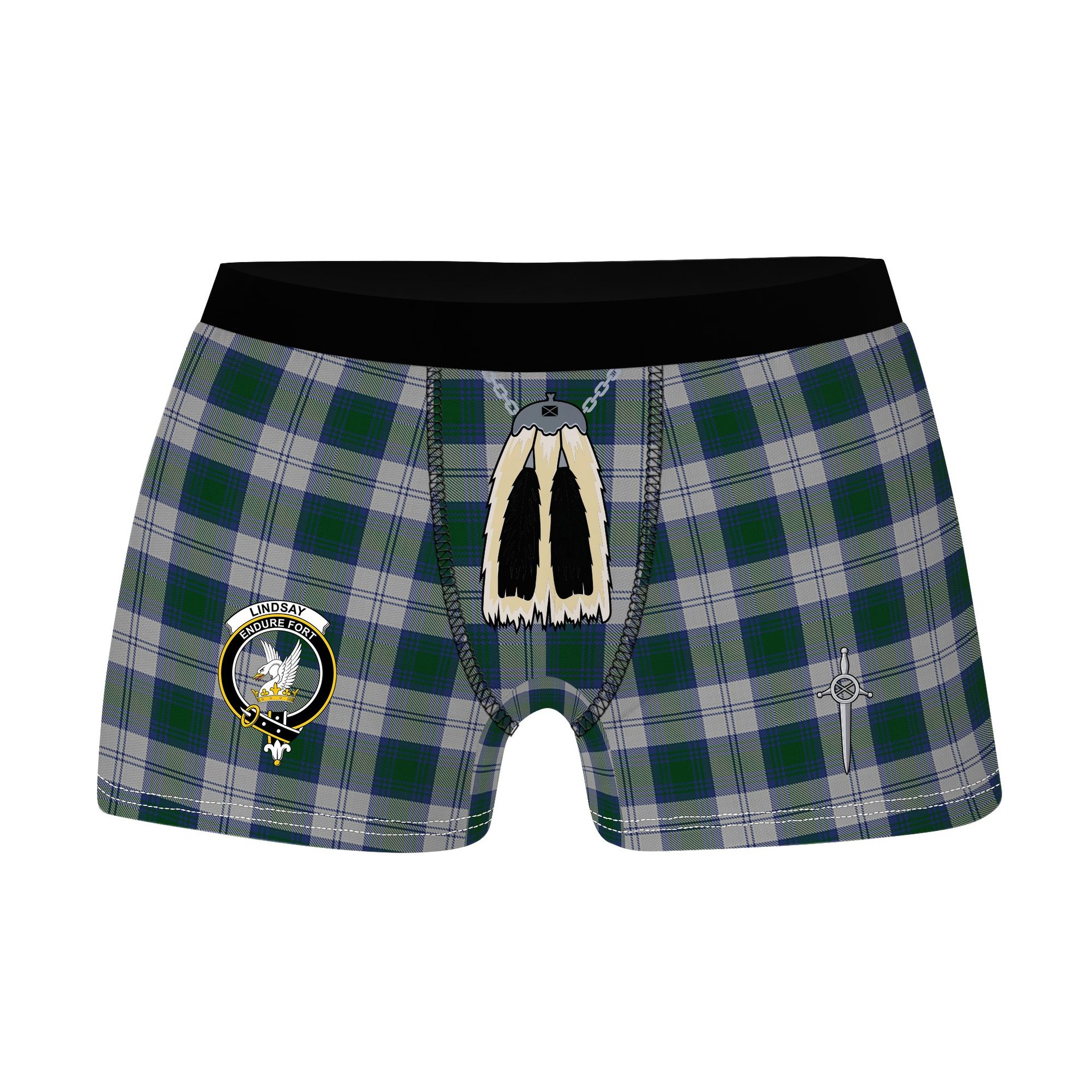 ScotsTee Shop Scottish Lindsay Dress Clan Crest Highland Kilt Sporran Tartan Boxer Briefs