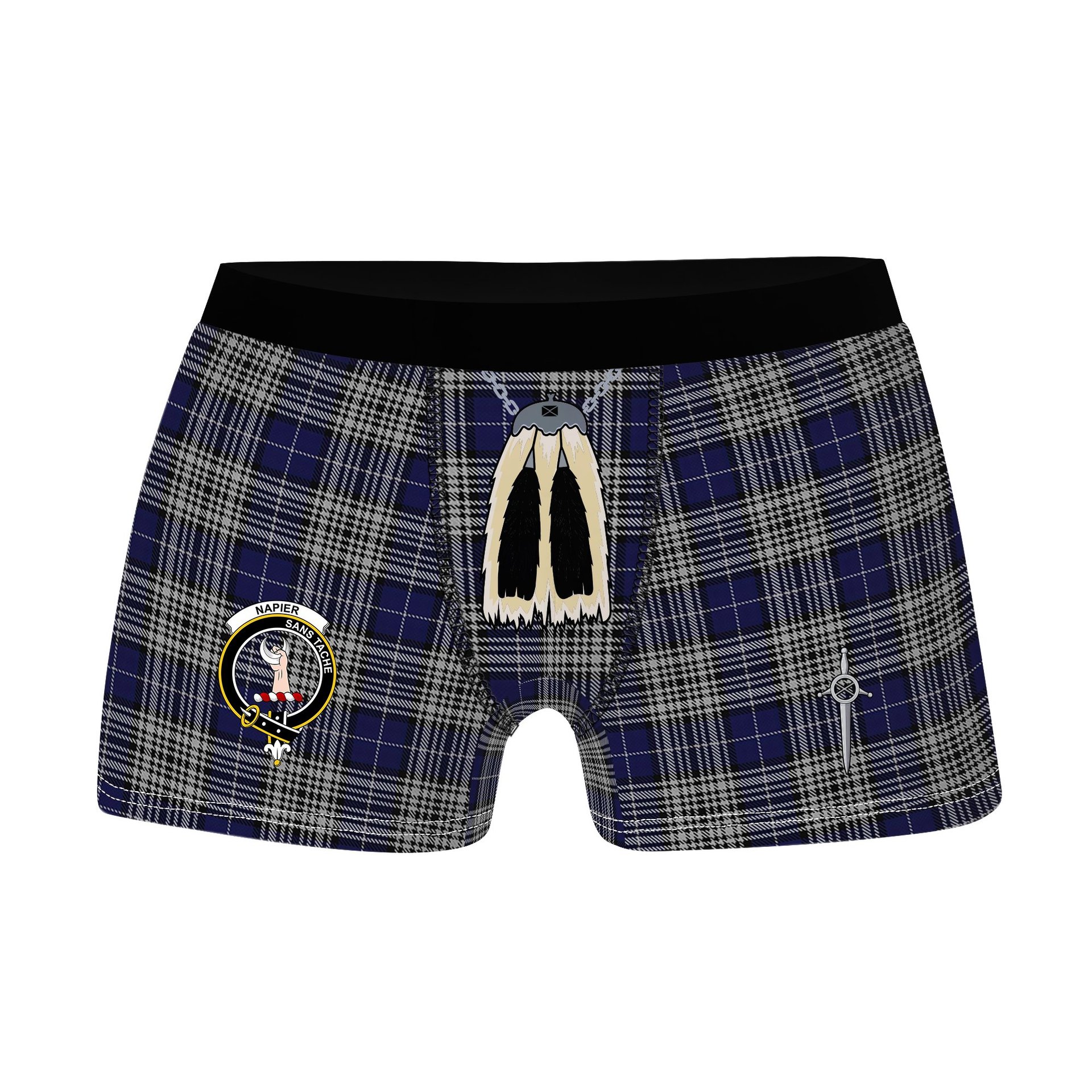 ScotsTee Shop Scottish Napier Clan Crest Highland Kilt Sporran Tartan Boxer Briefs
