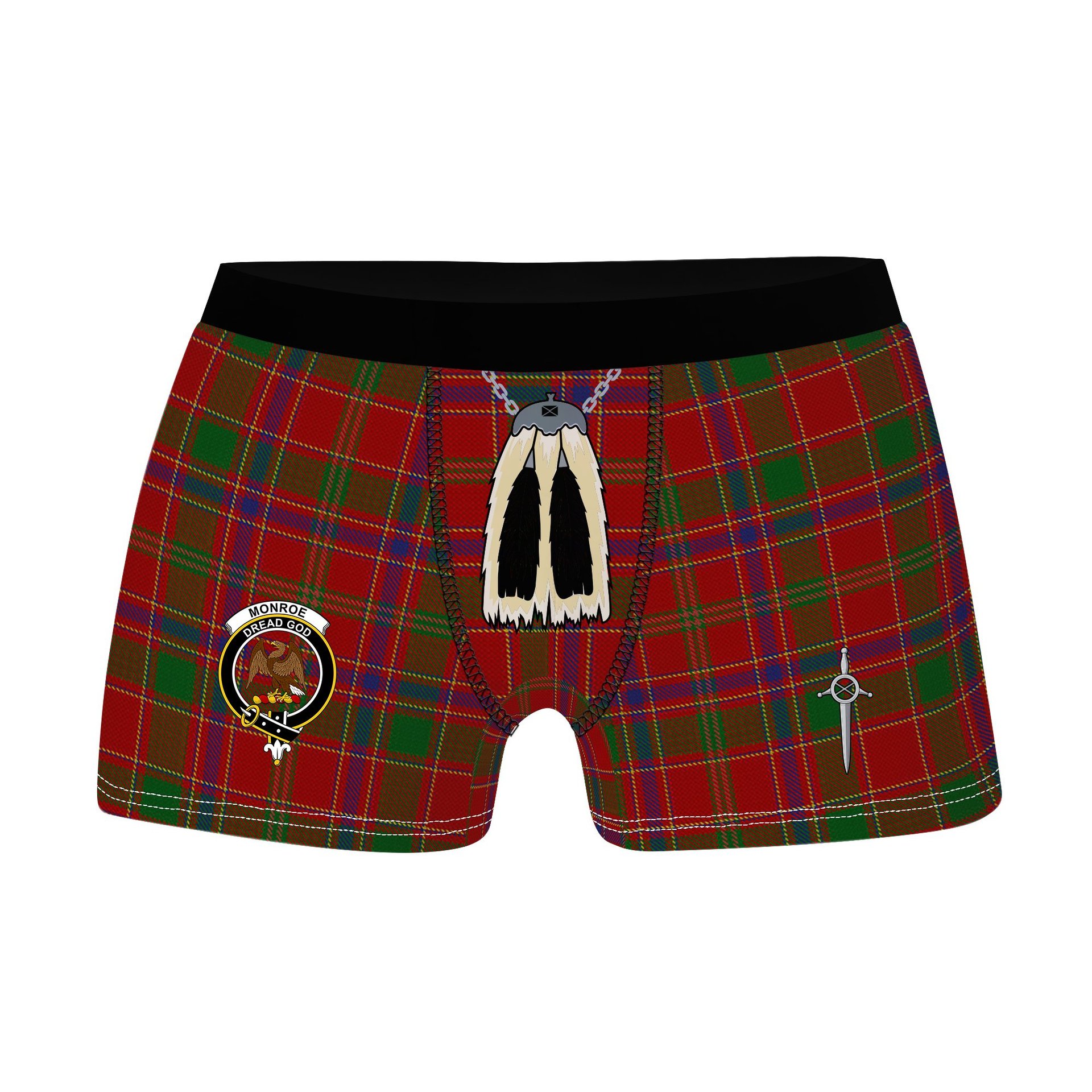 ScotsTee Shop Scottish Monroe Clan Crest Highland Kilt Sporran Tartan Boxer Briefs