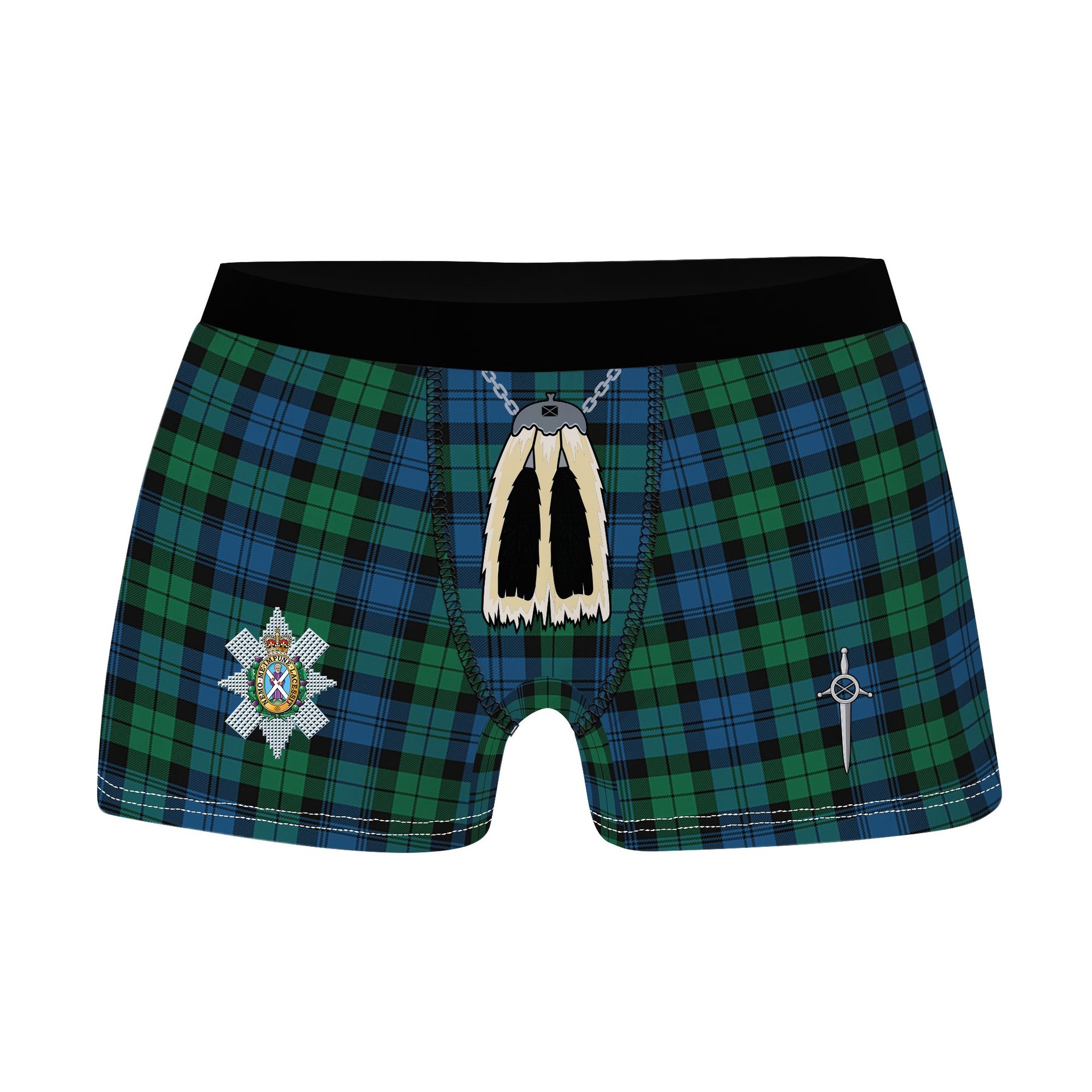 ScotsTee Shop Scottish Black Watch Ancient Clan Crest Highland Kilt Sporran Tartan Boxer Briefs