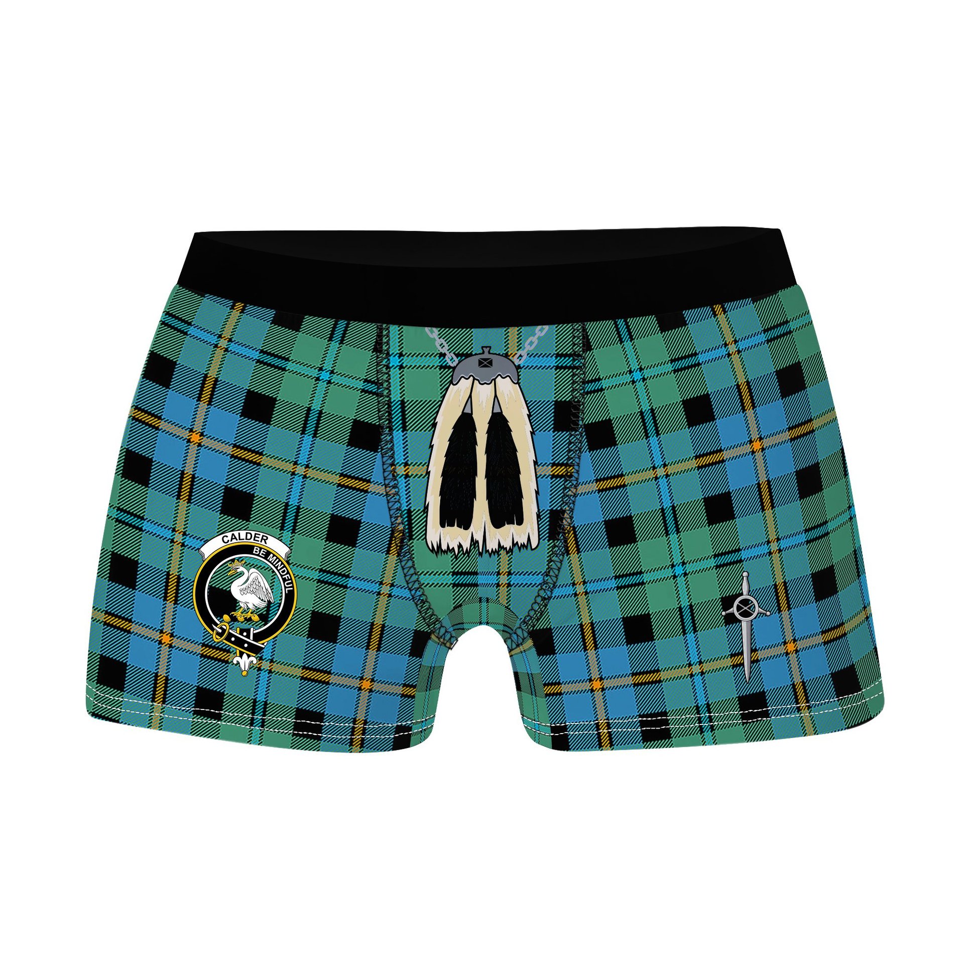 ScotsTee Shop Scottish Calder Ancient Clan Crest Highland Kilt Sporran Tartan Boxer Briefs