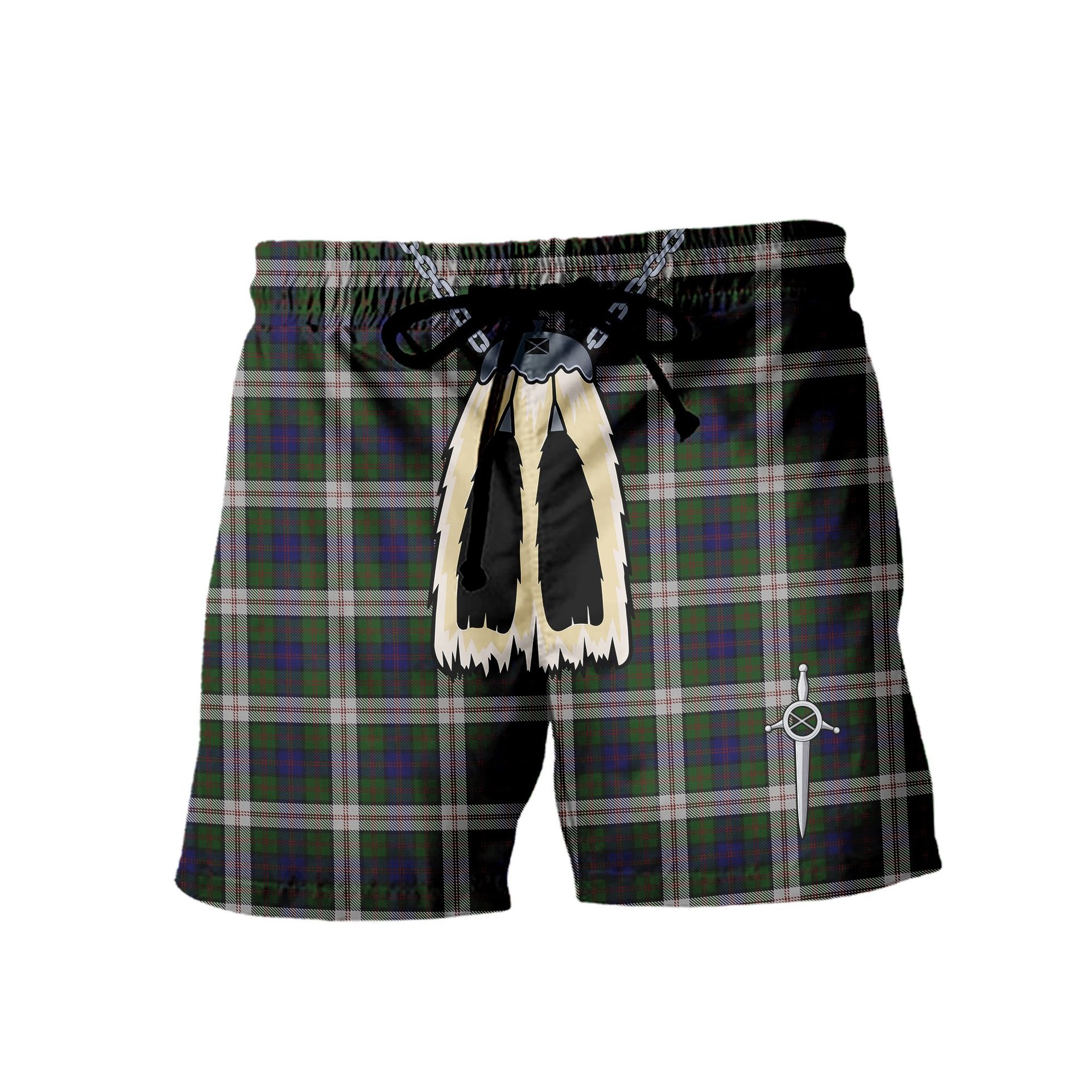 ScotsTee Shop Scottish Blair Dress Men's Highland Kilt Sporran Tartan Shorts