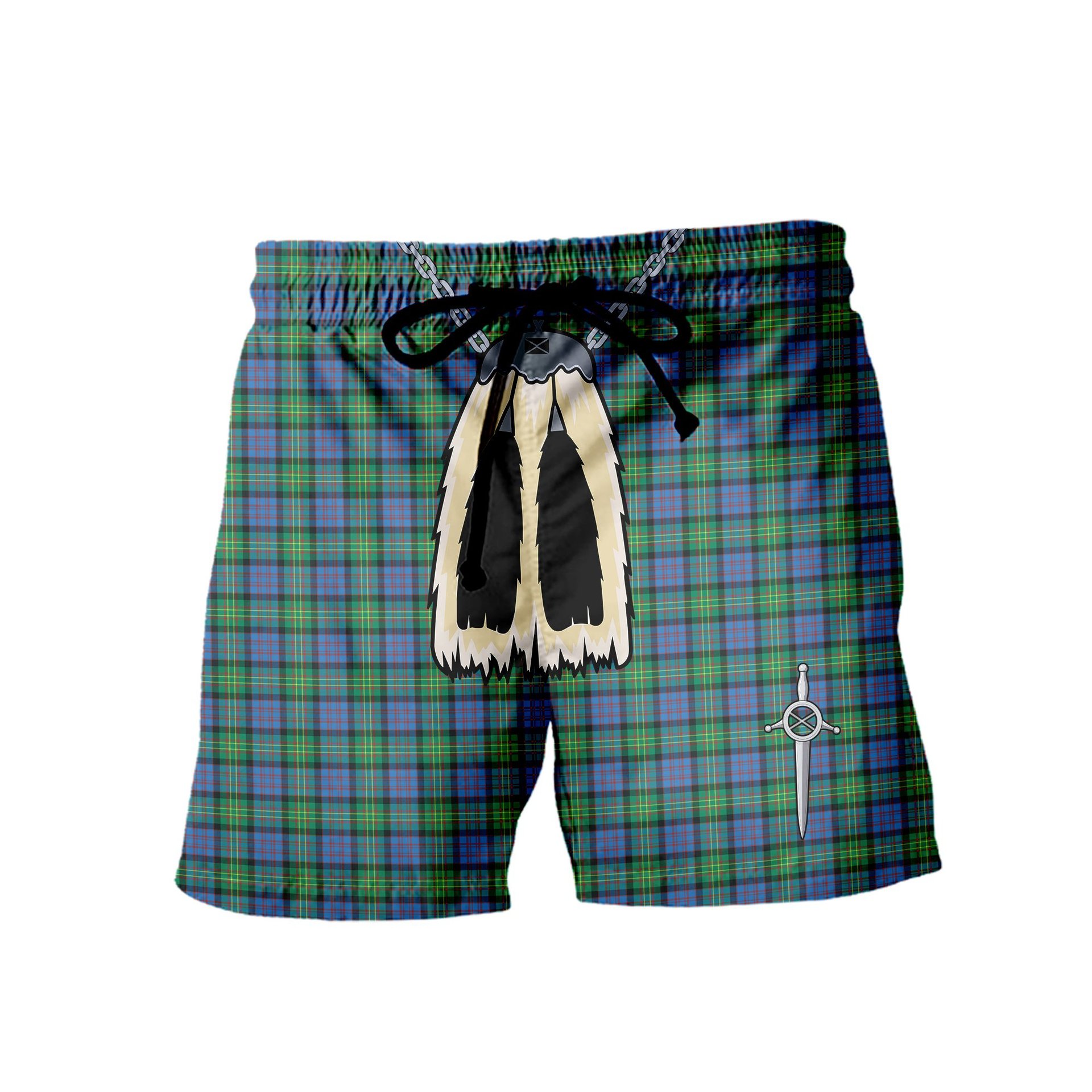 ScotsTee Shop Scottish Bowie Ancient Men's Highland Kilt Sporran Tartan Shorts