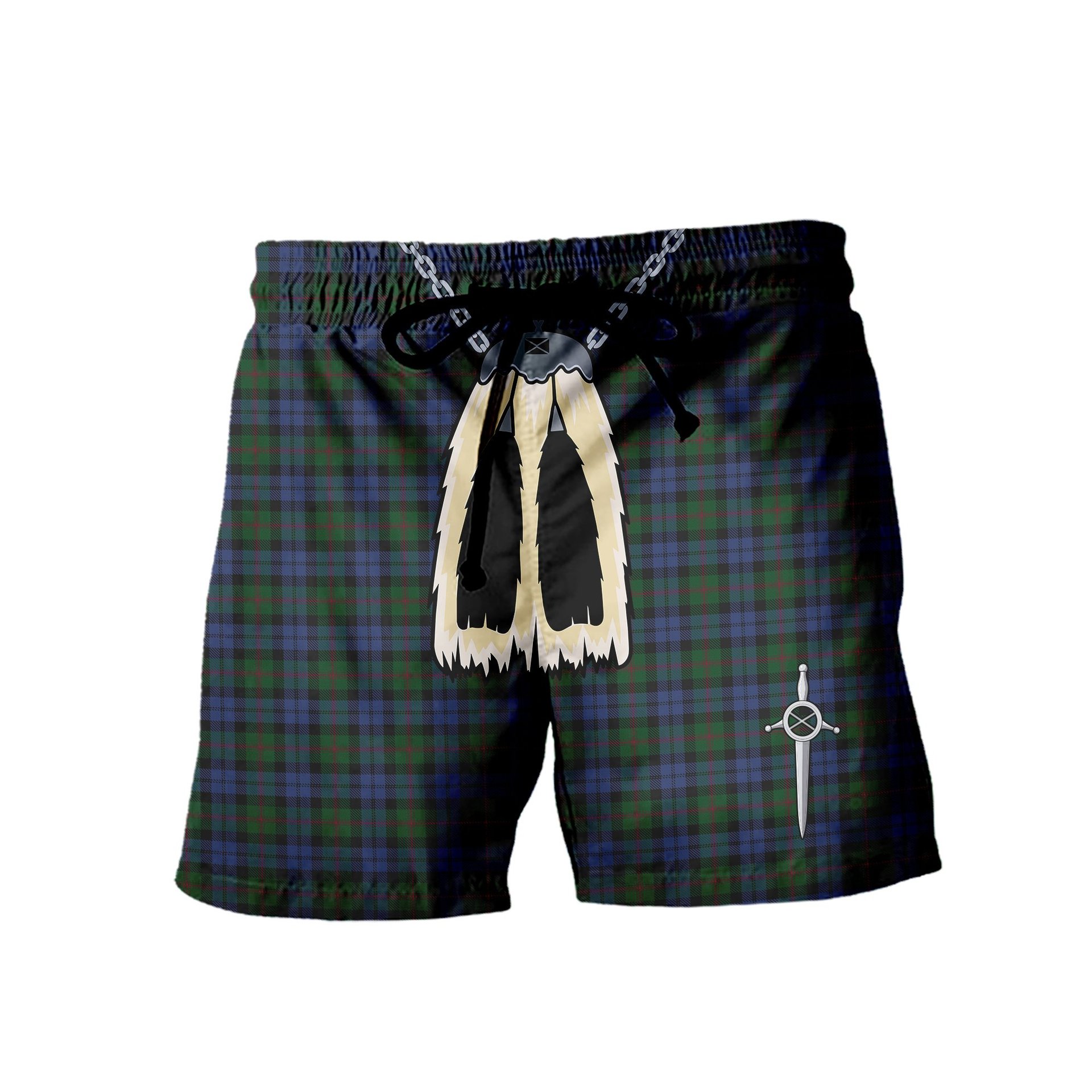 ScotsTee Shop Scottish Baird Men's Highland Kilt Sporran Tartan Shorts