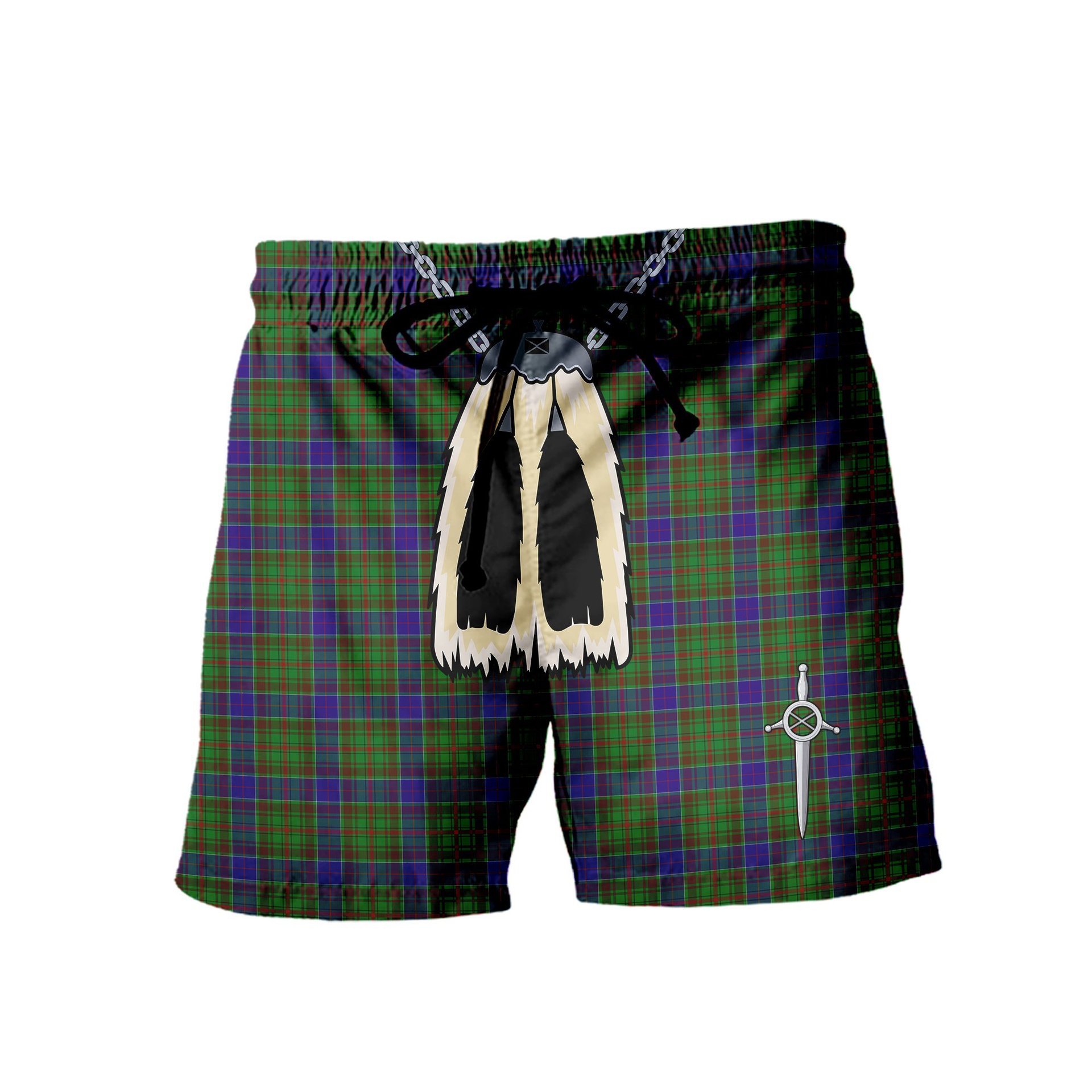ScotsTee Shop Scottish Adam Men's Highland Kilt Sporran Tartan Shorts