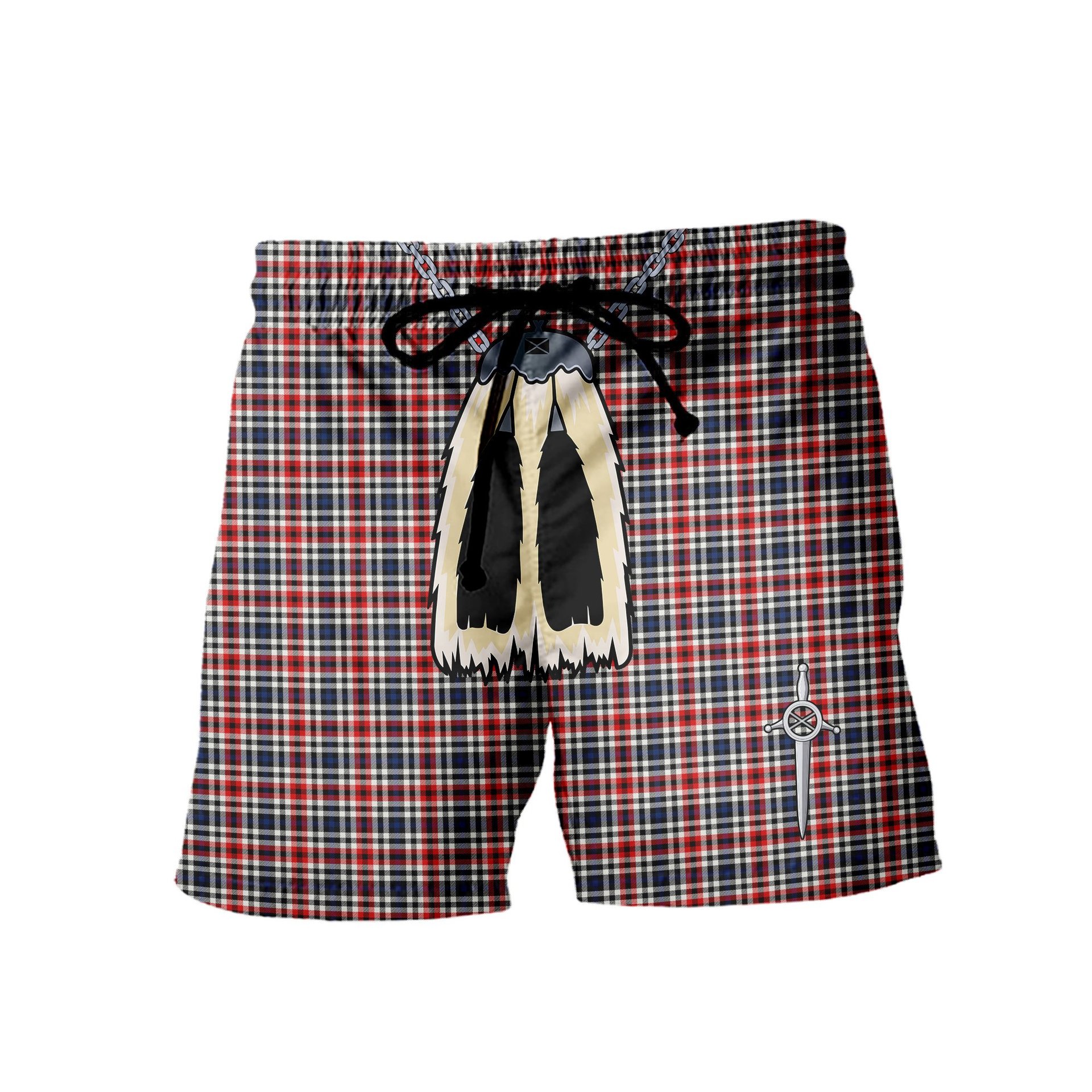 ScotsTee Shop Scottish Bell Border (Bell Southern Bell) Modern Men's Highland Kilt Sporran Tartan Shorts