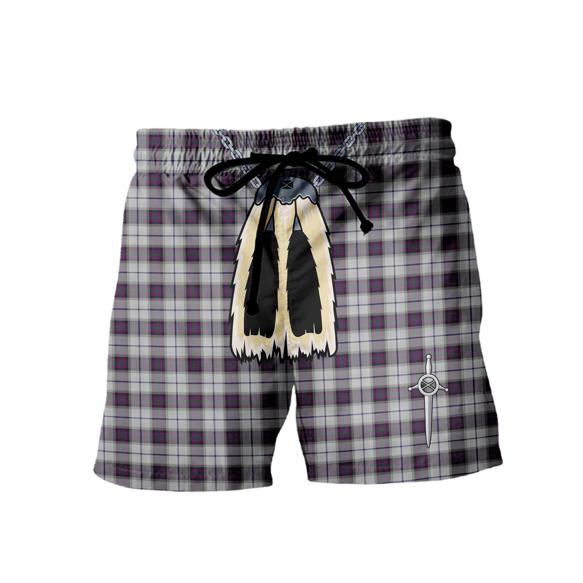 ScotsTee Shop Scottish Alexander of Menstry Dress Men's Highland Kilt Sporran Tartan Shorts