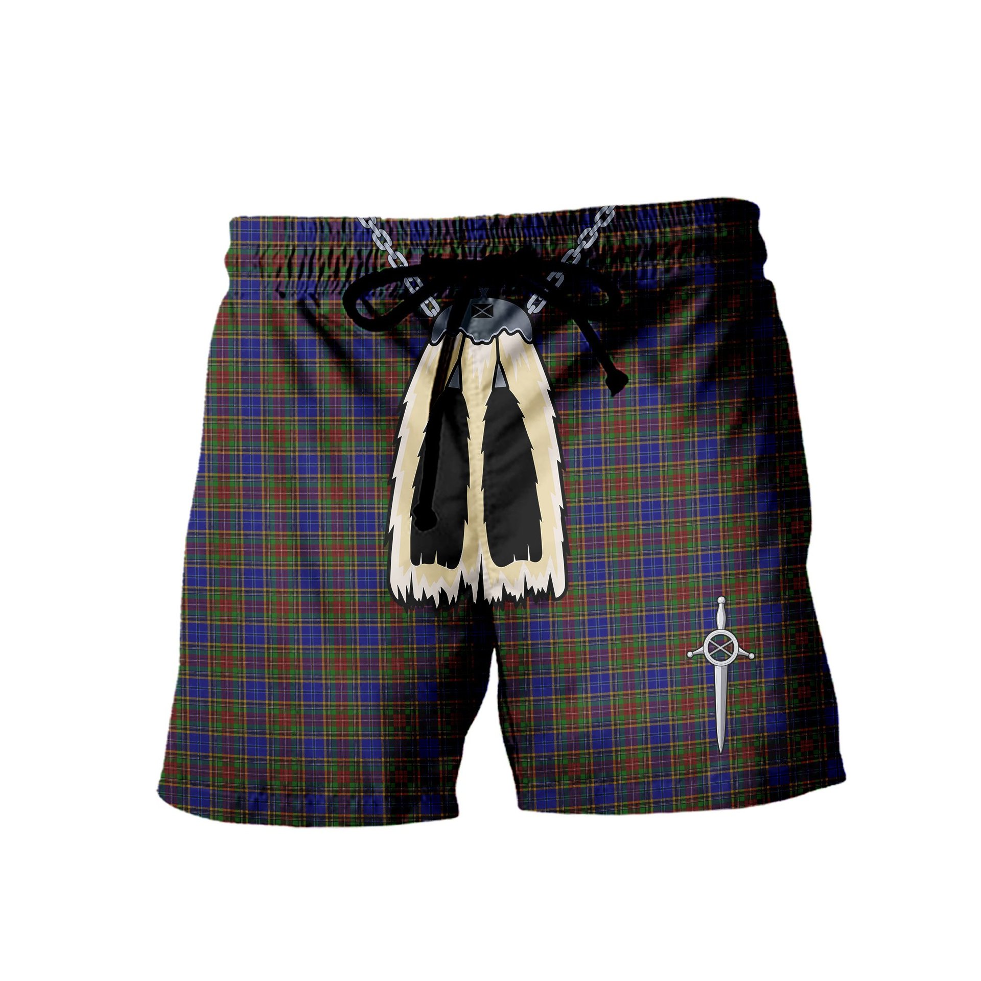 ScotsTee Shop Scottish Beattie (Beatty) Men's Highland Kilt Sporran Tartan Shorts