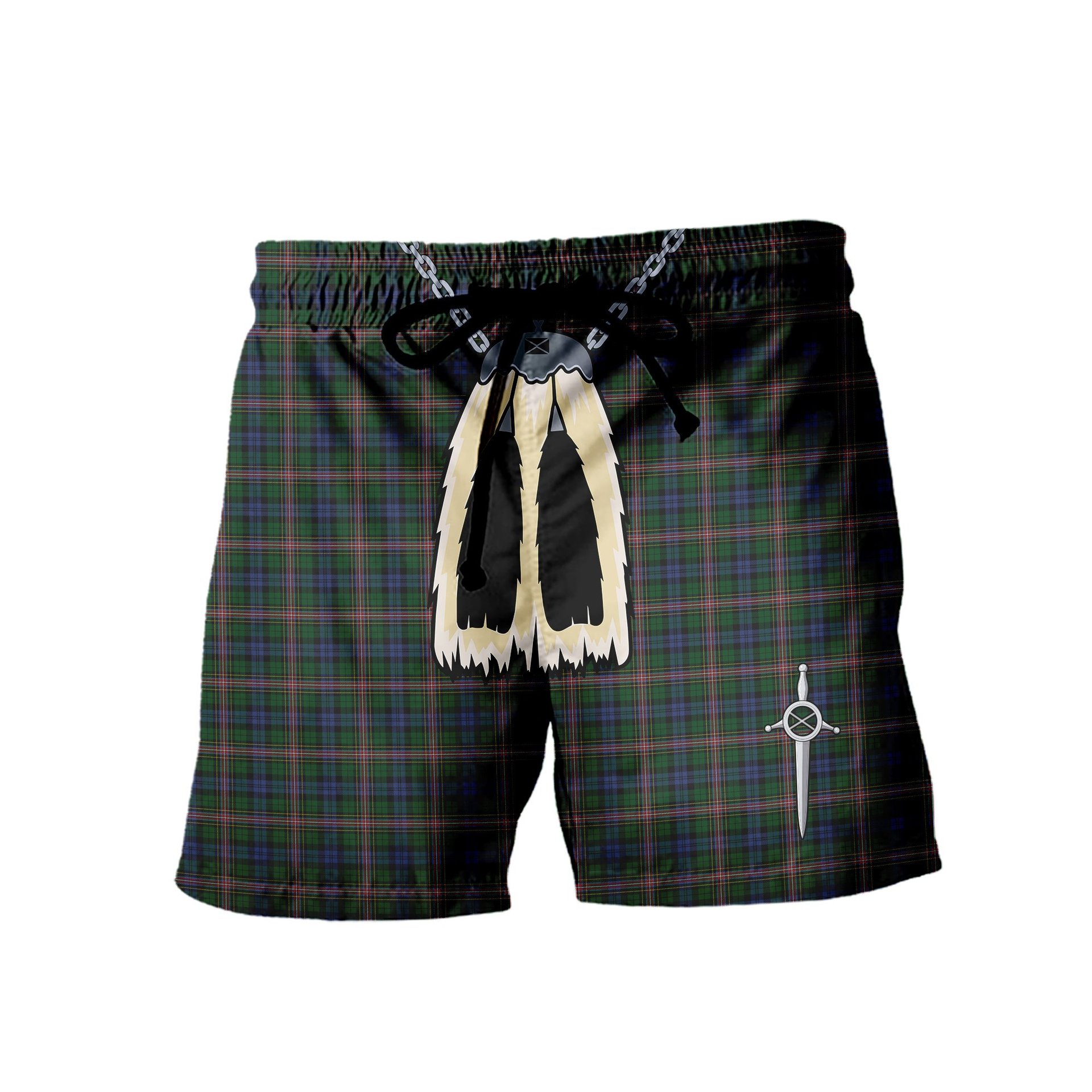 ScotsTee Shop Scottish Allison Men's Highland Kilt Sporran Tartan Shorts