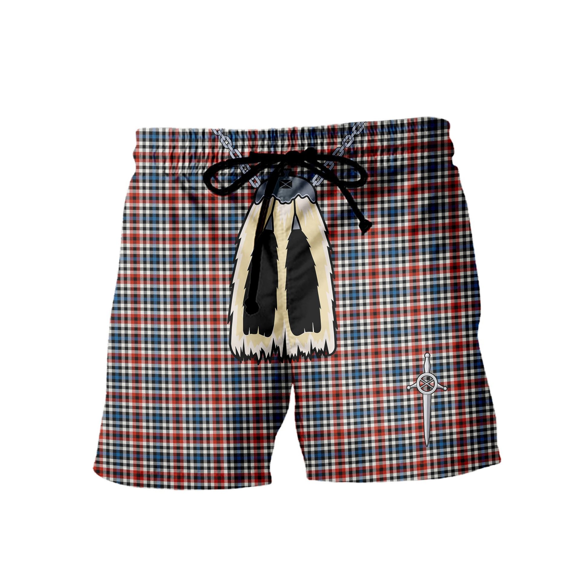 ScotsTee Shop Scottish Bell Border (Bell Southern Bell) Ancient Men's Highland Kilt Sporran Tartan Shorts