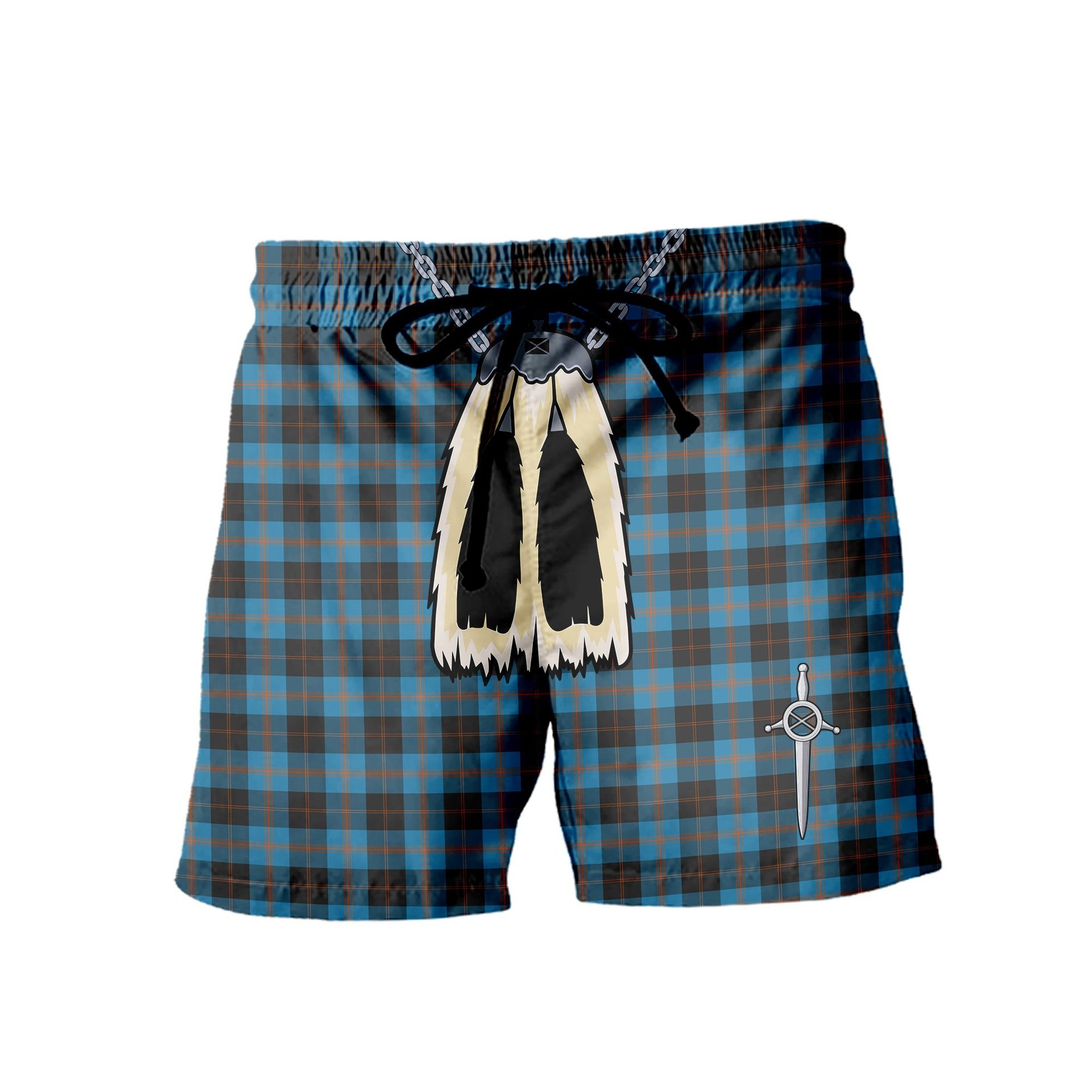 ScotsTee Shop Scottish Angus Ancient Men's Highland Kilt Sporran Tartan Shorts