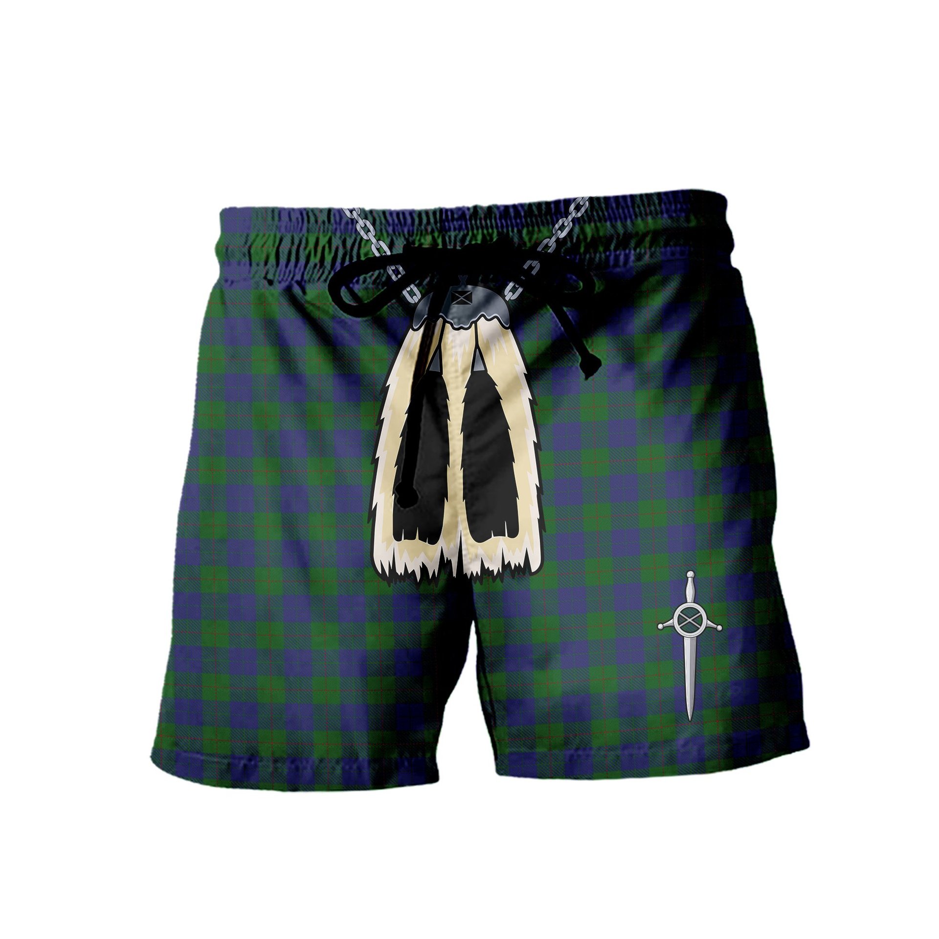 ScotsTee Shop Scottish Barclay Men's Highland Kilt Sporran Tartan Shorts