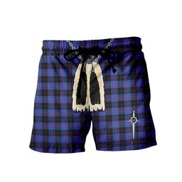 ScotsTee Shop Scottish Angus Modern Men's Highland Kilt Sporran Tartan Shorts