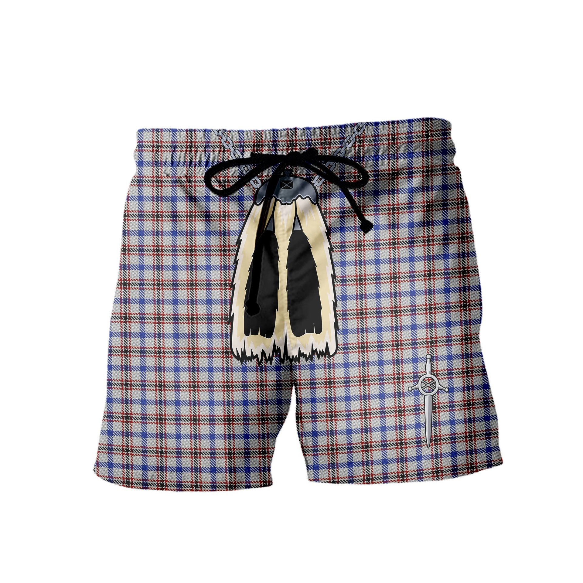 ScotsTee Shop Scottish Boswell Men's Highland Kilt Sporran Tartan Shorts