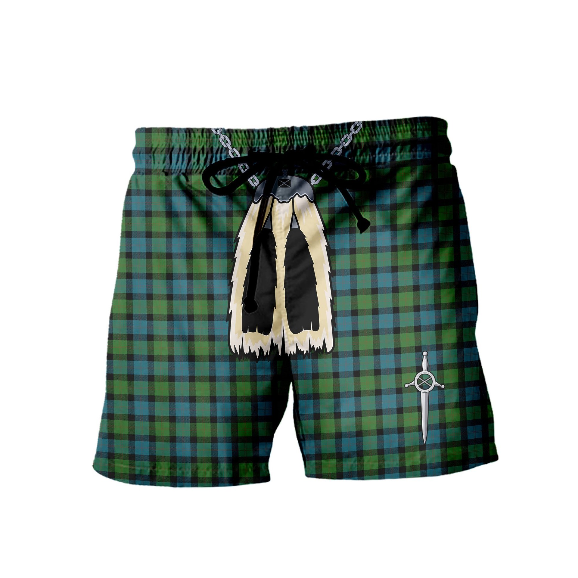 ScotsTee Shop Scottish Blair Ancient Men's Highland Kilt Sporran Tartan Shorts