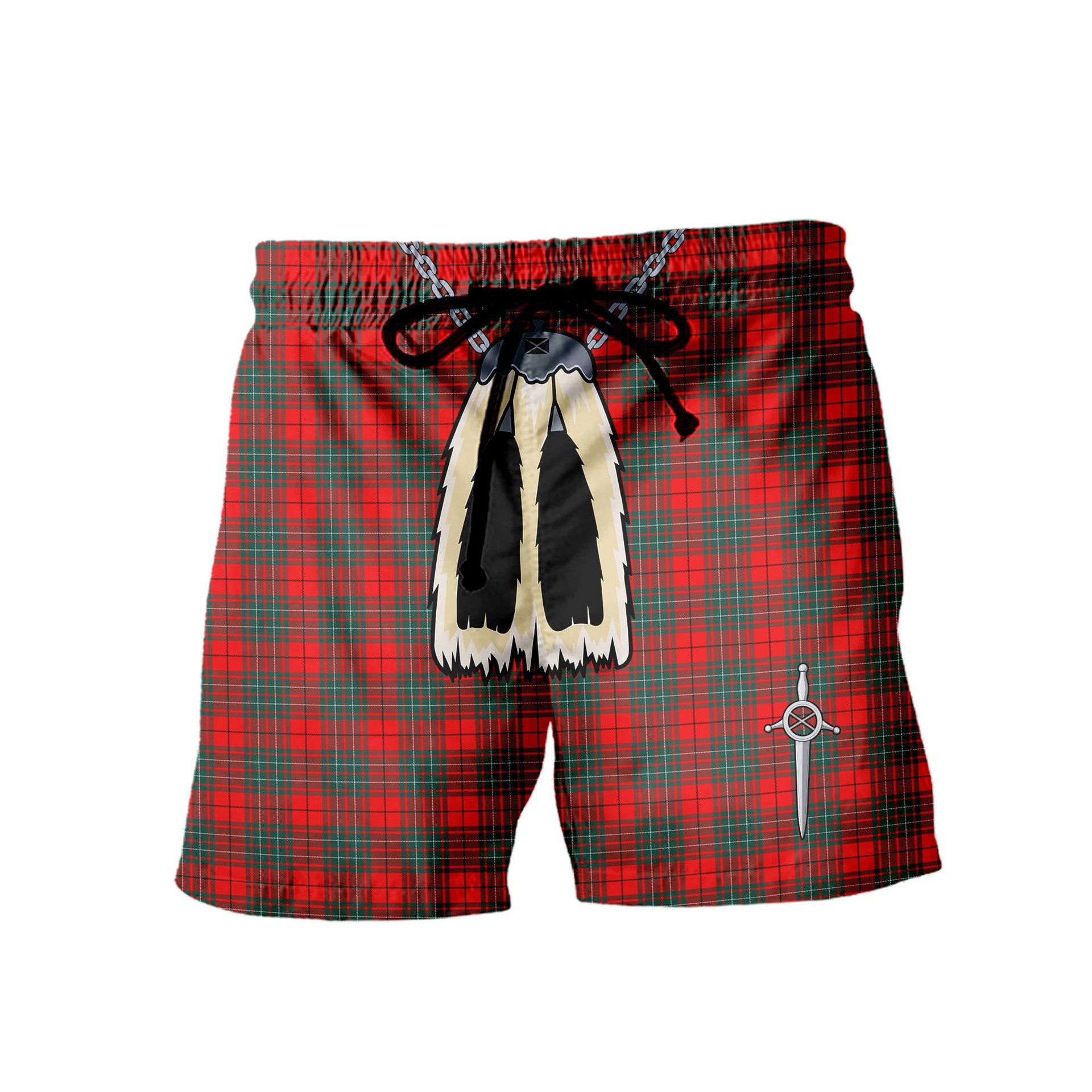ScotsTee Shop Scottish Cheyne Men's Highland Kilt Sporran Tartan Shorts