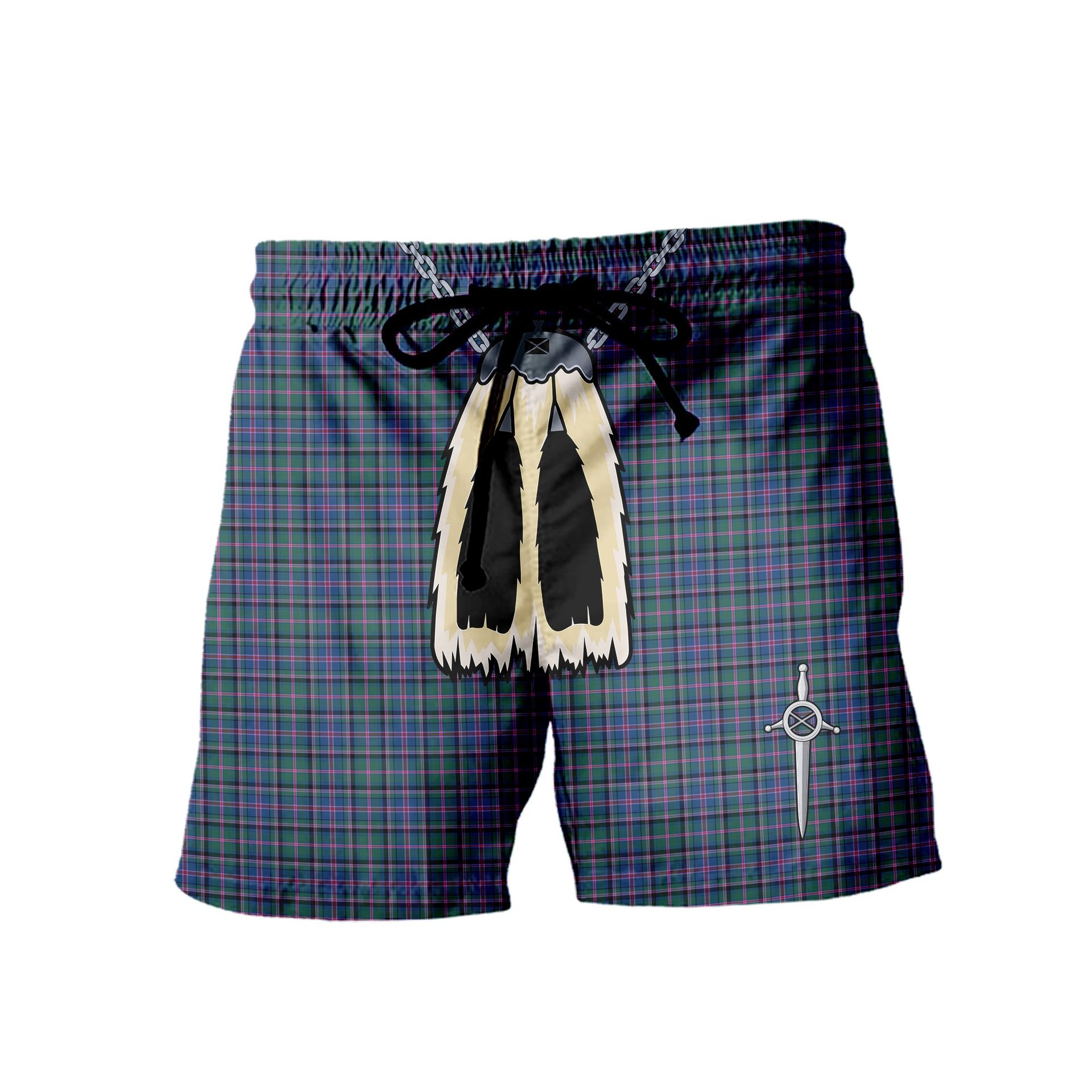 ScotsTee Shop Scottish Cooper SC Men's Highland Kilt Sporran Tartan Shorts
