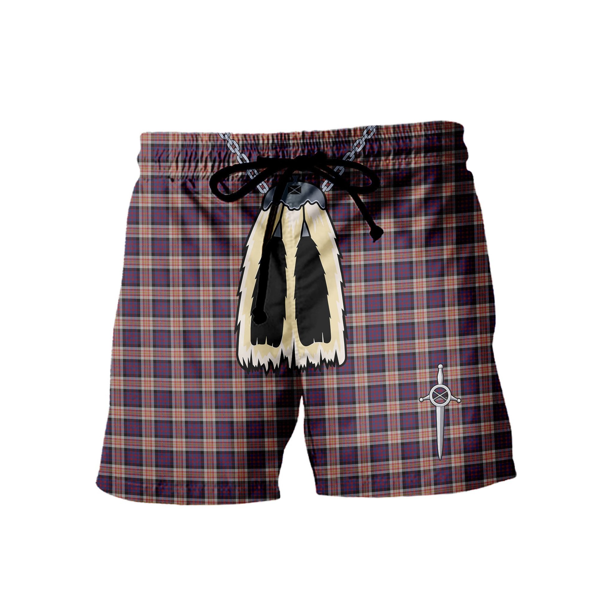 ScotsTee Shop Scottish Carnegie Men's Highland Kilt Sporran Tartan Shorts