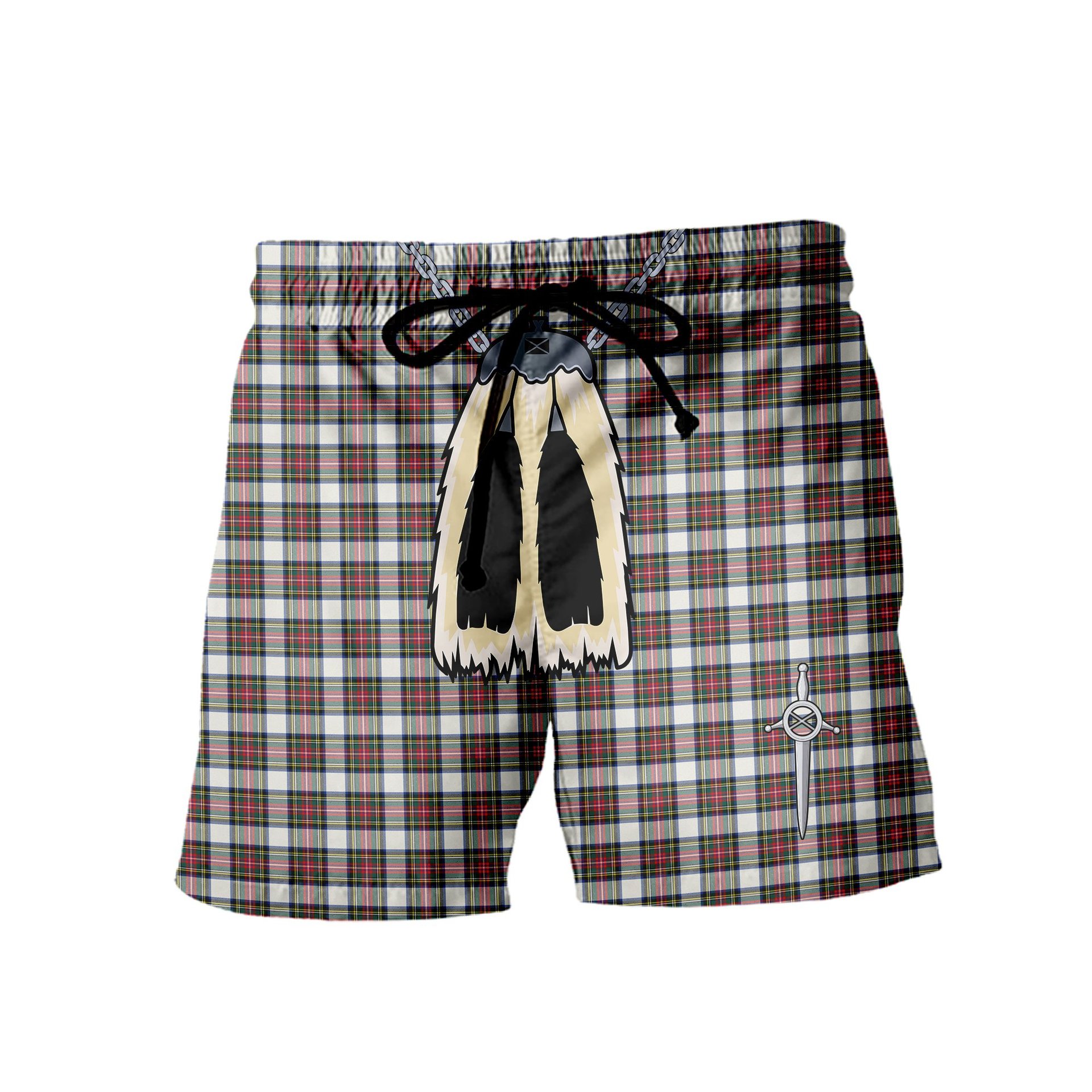 ScotsTee Shop Scottish Dennistoun Men's Highland Kilt Sporran Tartan Shorts