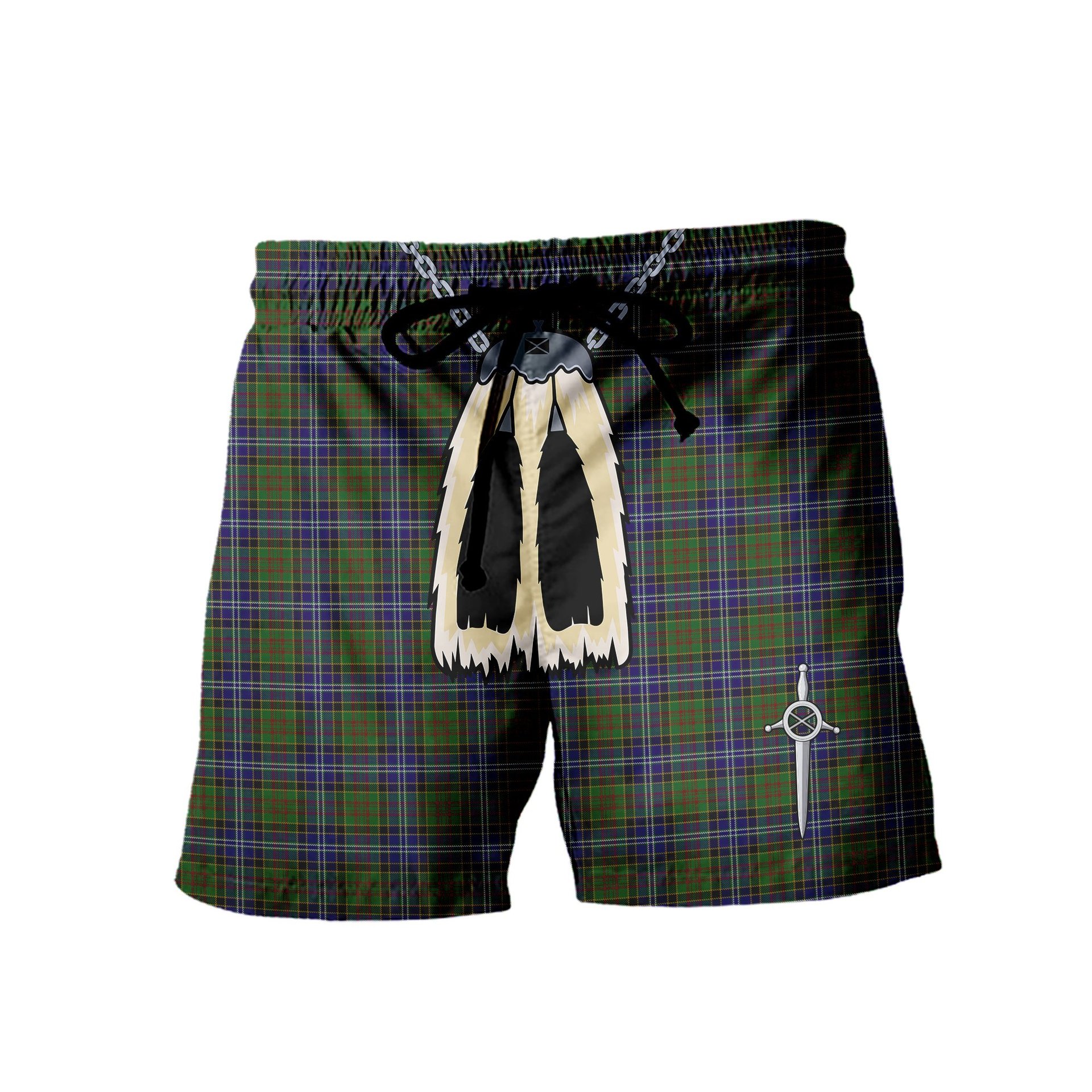ScotsTee Shop Scottish Drennan Men's Highland Kilt Sporran Tartan Shorts