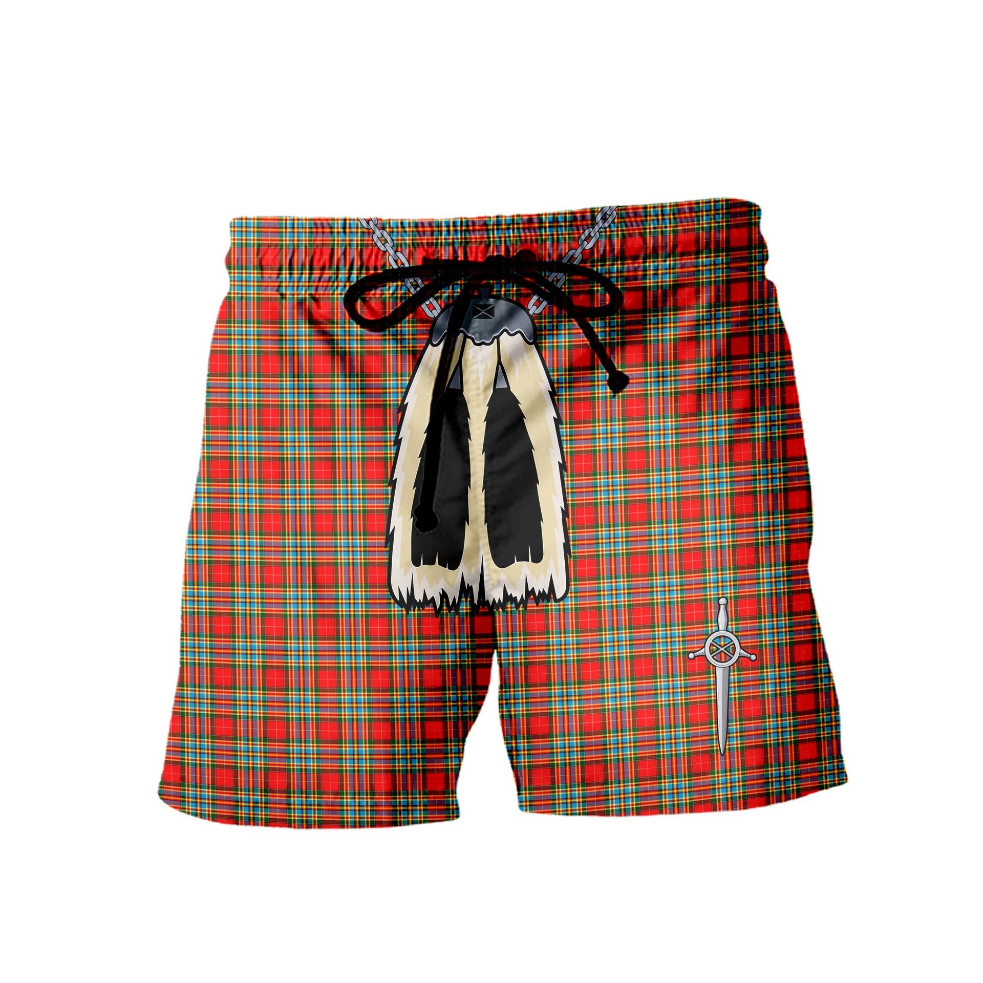 ScotsTee Shop Scottish Chattan Men's Highland Kilt Sporran Tartan Shorts