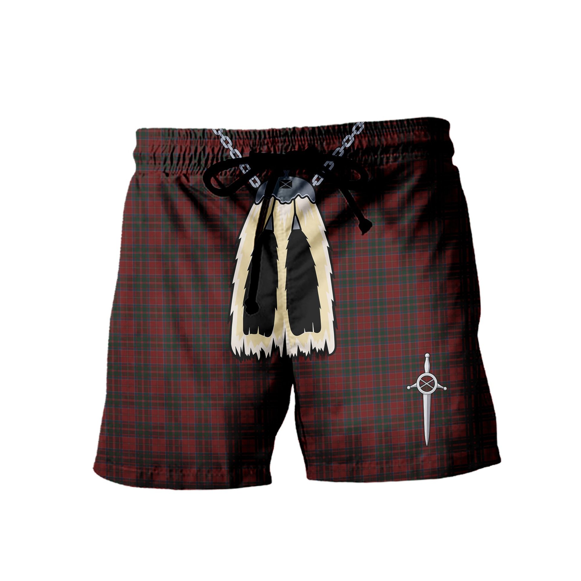 ScotsTee Shop Scottish Donald of Glencoe Men's Highland Kilt Sporran Tartan Shorts