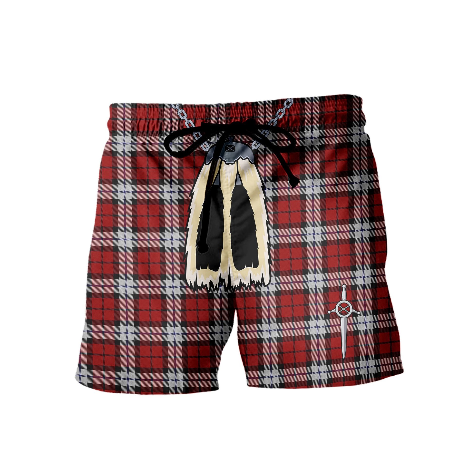 ScotsTee Shop Scottish Brodie Dress Men's Highland Kilt Sporran Tartan Shorts