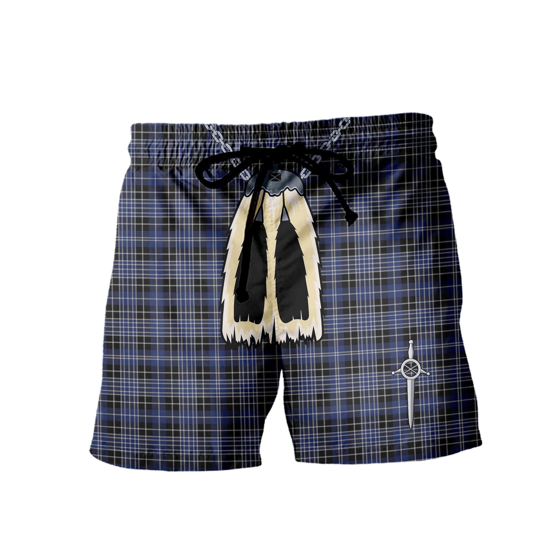 ScotsTee Shop Scottish Clark Men's Highland Kilt Sporran Tartan Shorts