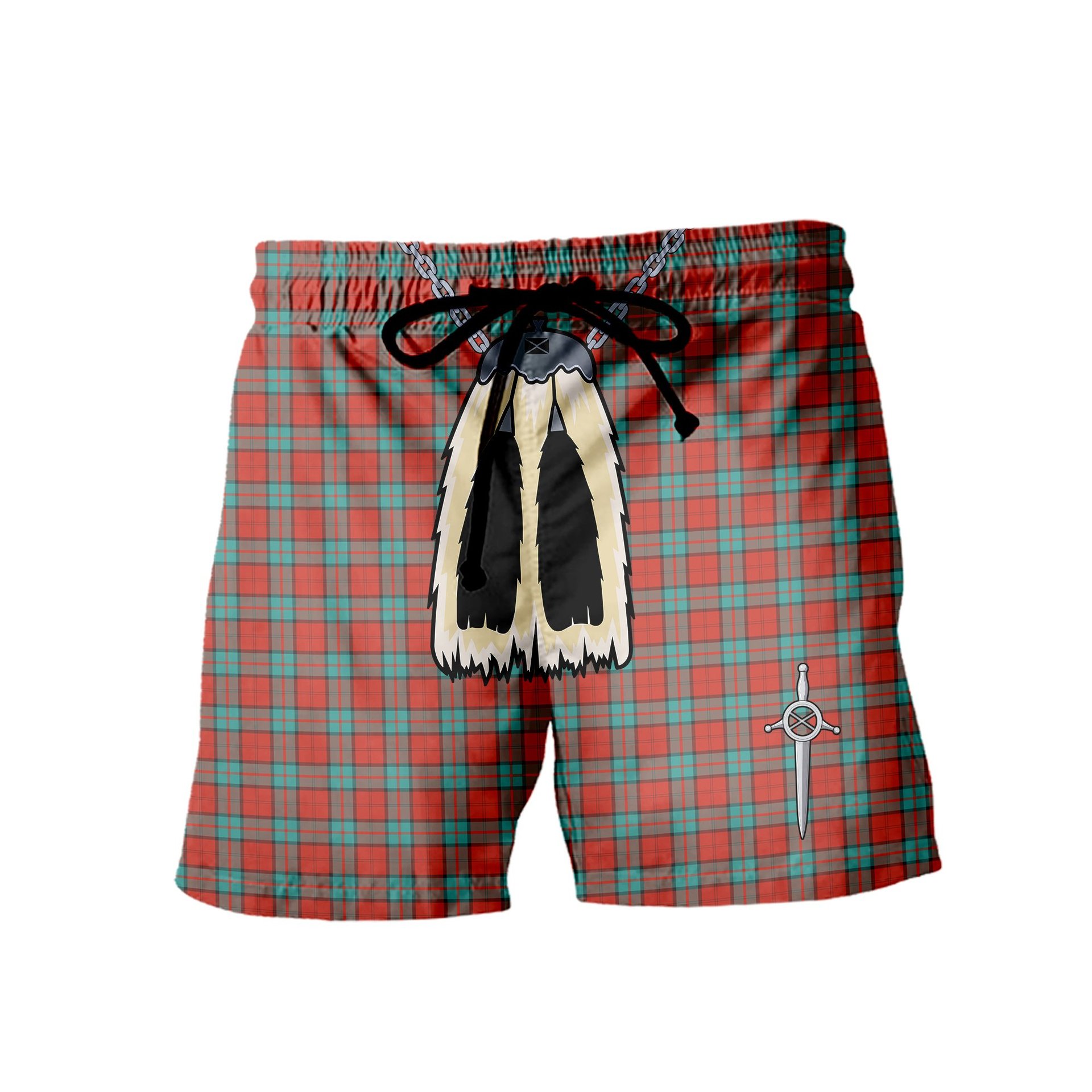 ScotsTee Shop Scottish Dunbar Ancient Men's Highland Kilt Sporran Tartan Shorts