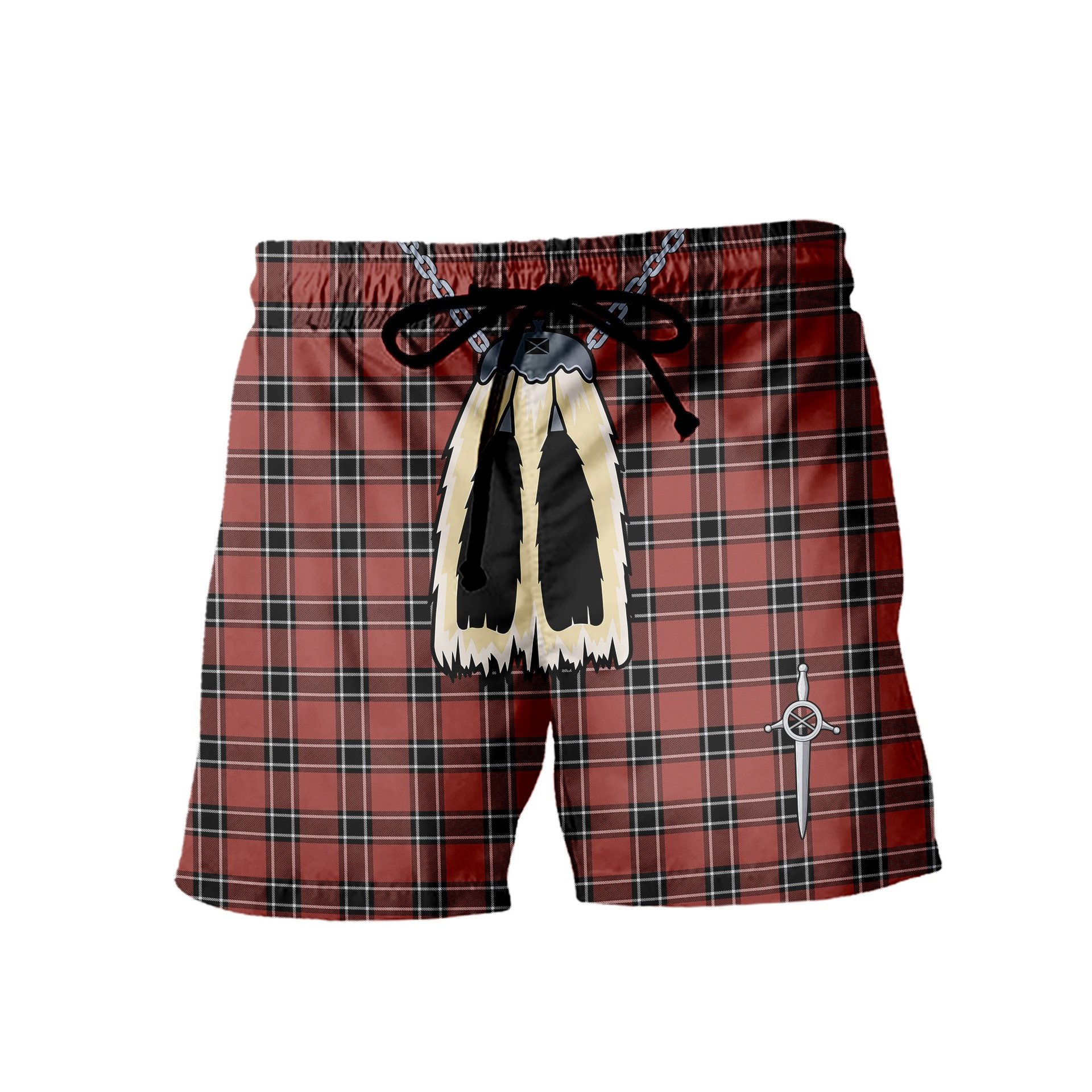 ScotsTee Shop Scottish Dunbar District Ancient Men's Highland Kilt Sporran Tartan Shorts