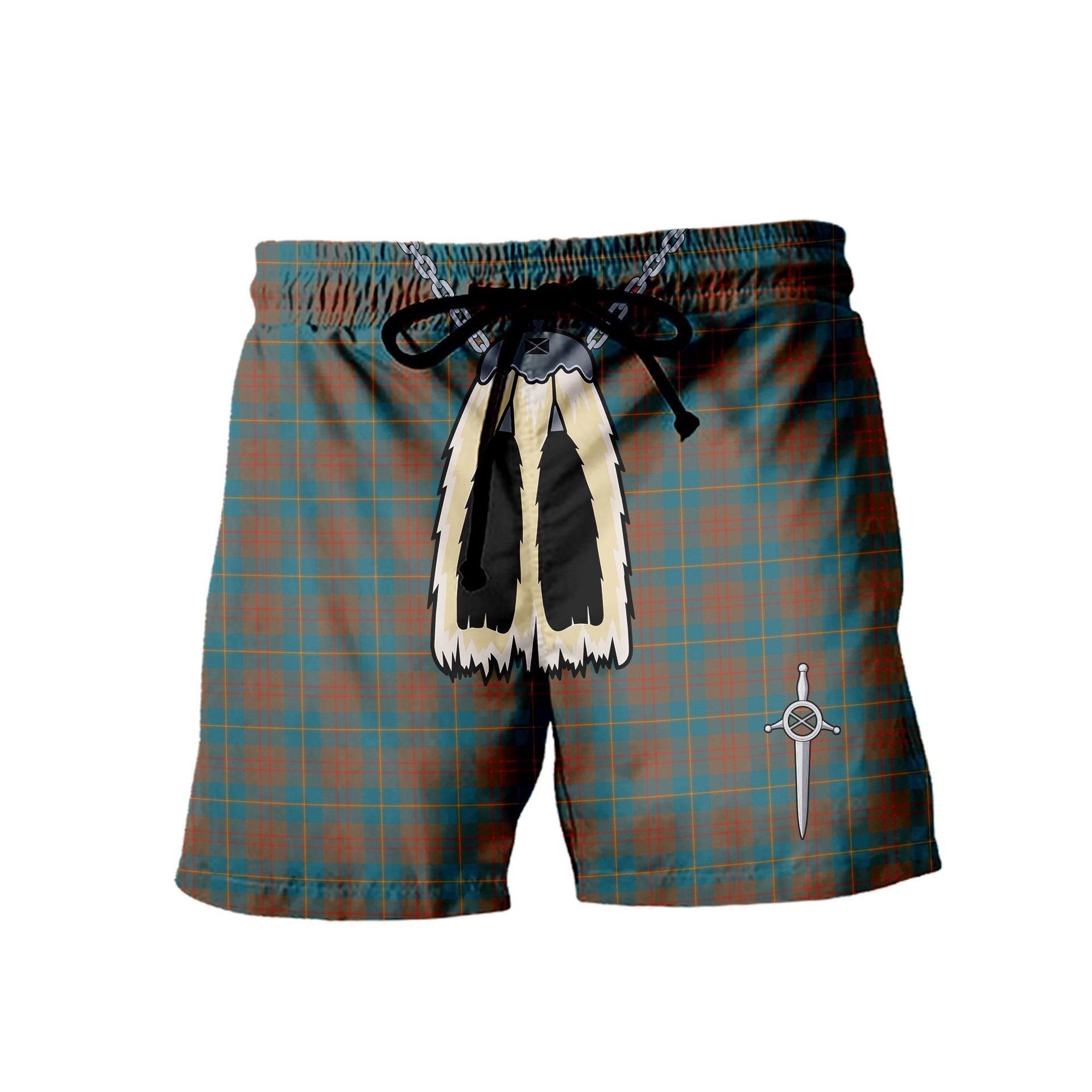 ScotsTee Shop Scottish Cameron Hunting Ancient Men's Highland Kilt Sporran Tartan Shorts