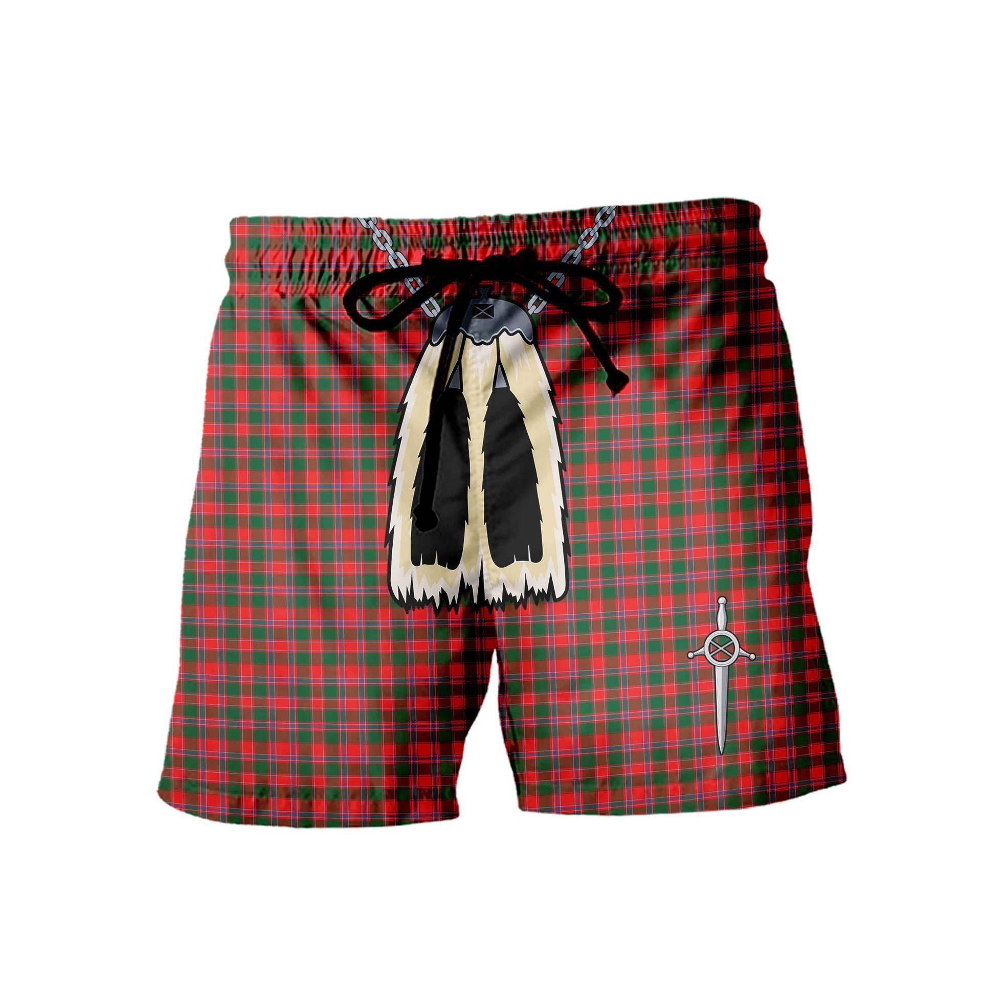ScotsTee Shop Scottish Dalzell SC Men's Highland Kilt Sporran Tartan Shorts